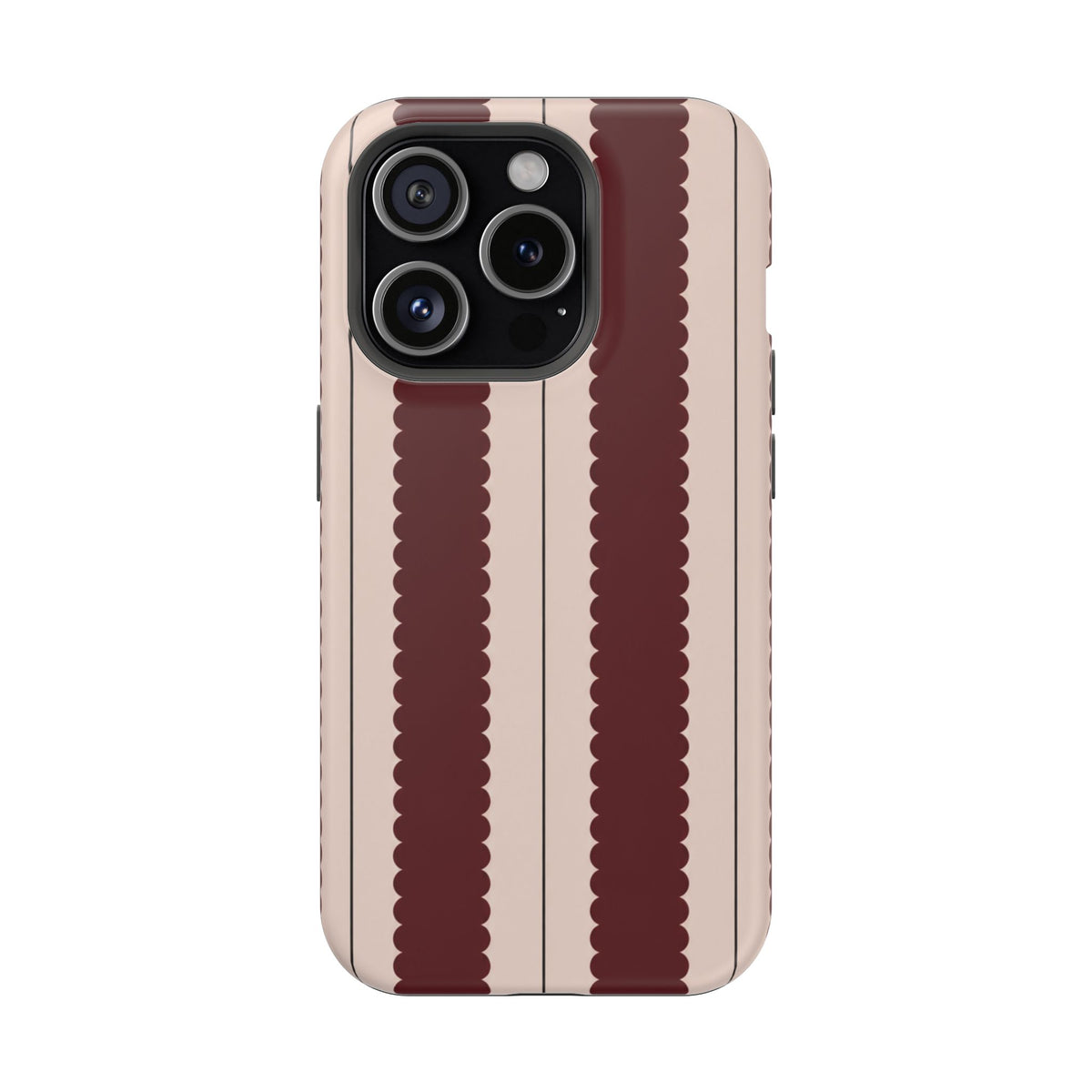 Burgundy Scallop Stripe Magnetic Phone Case, alternate view