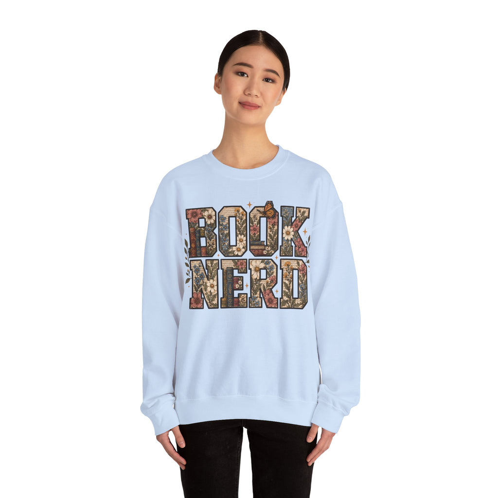 Floral Book Nerd Crewneck Sweatshirt