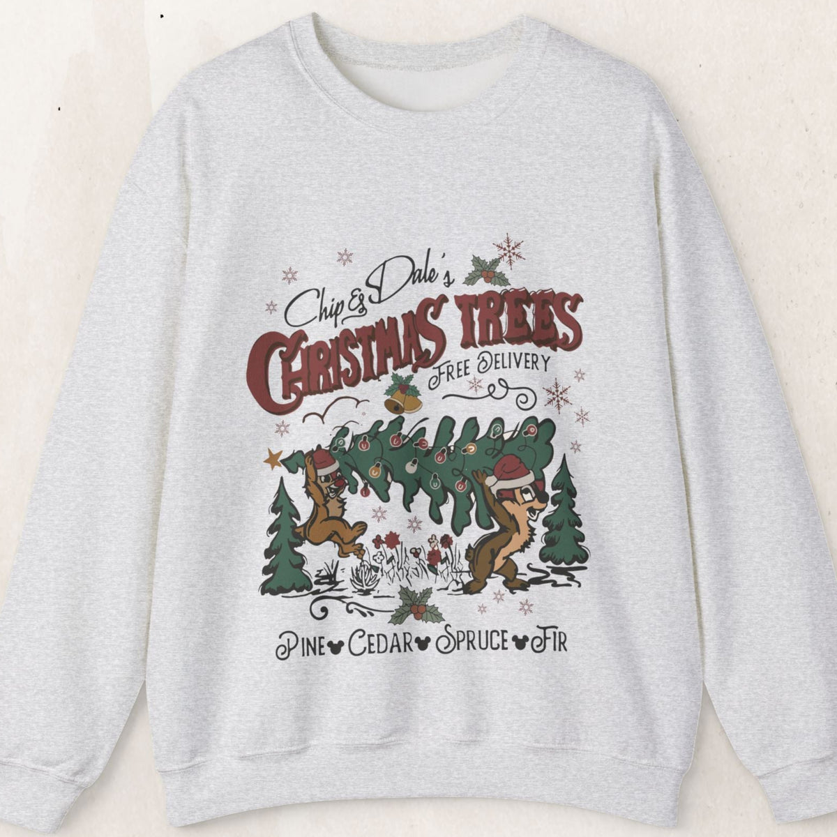 Chip&Dale Christmas Trees Holiday Crewneck Sweatshirt