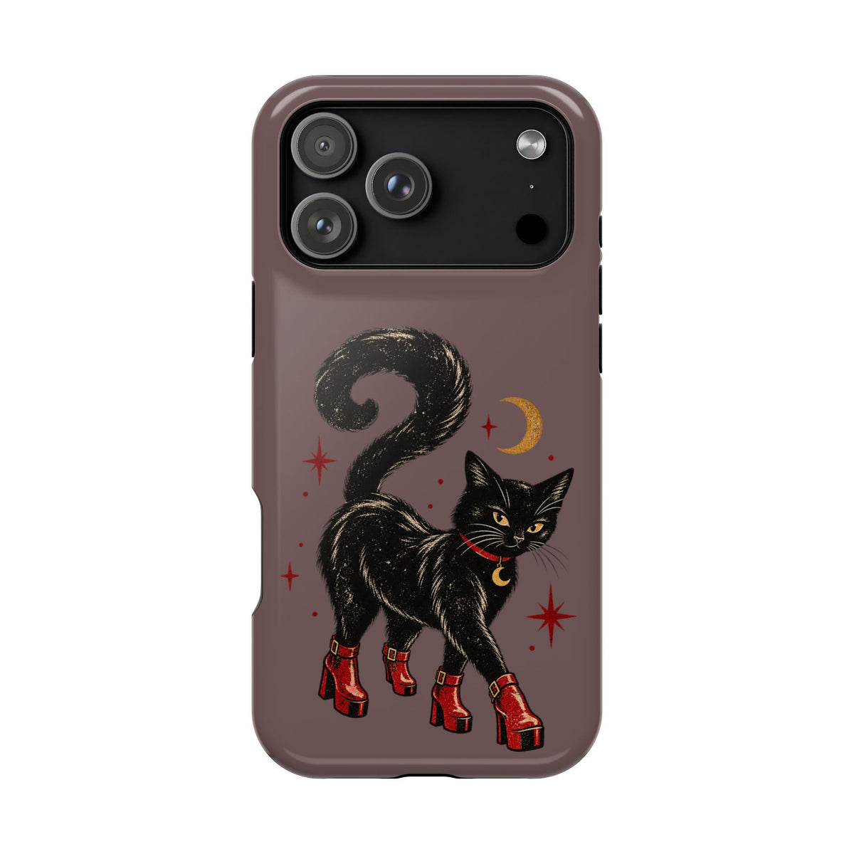 Black Cat in Red Boots MagSafe Phone Case, alternate view