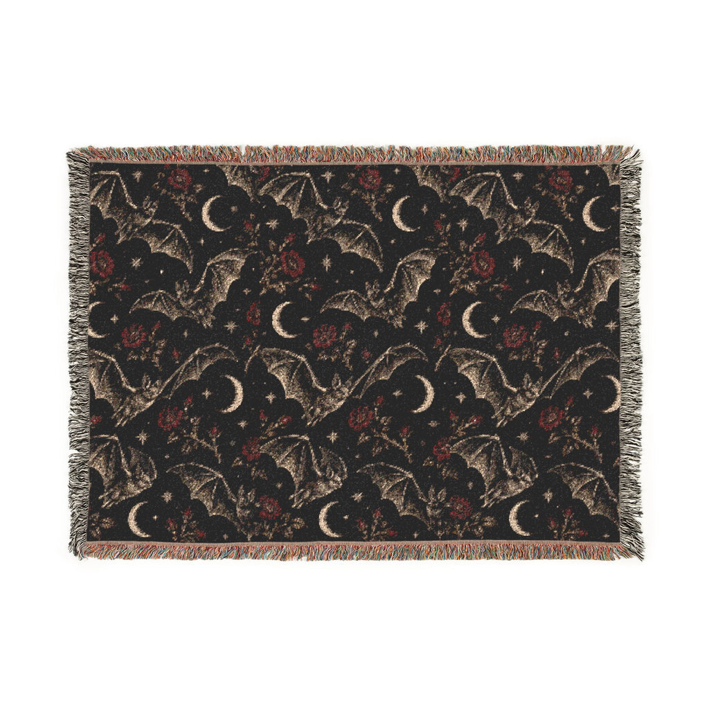 Gothic Bats Woven Throw Blanket Printify