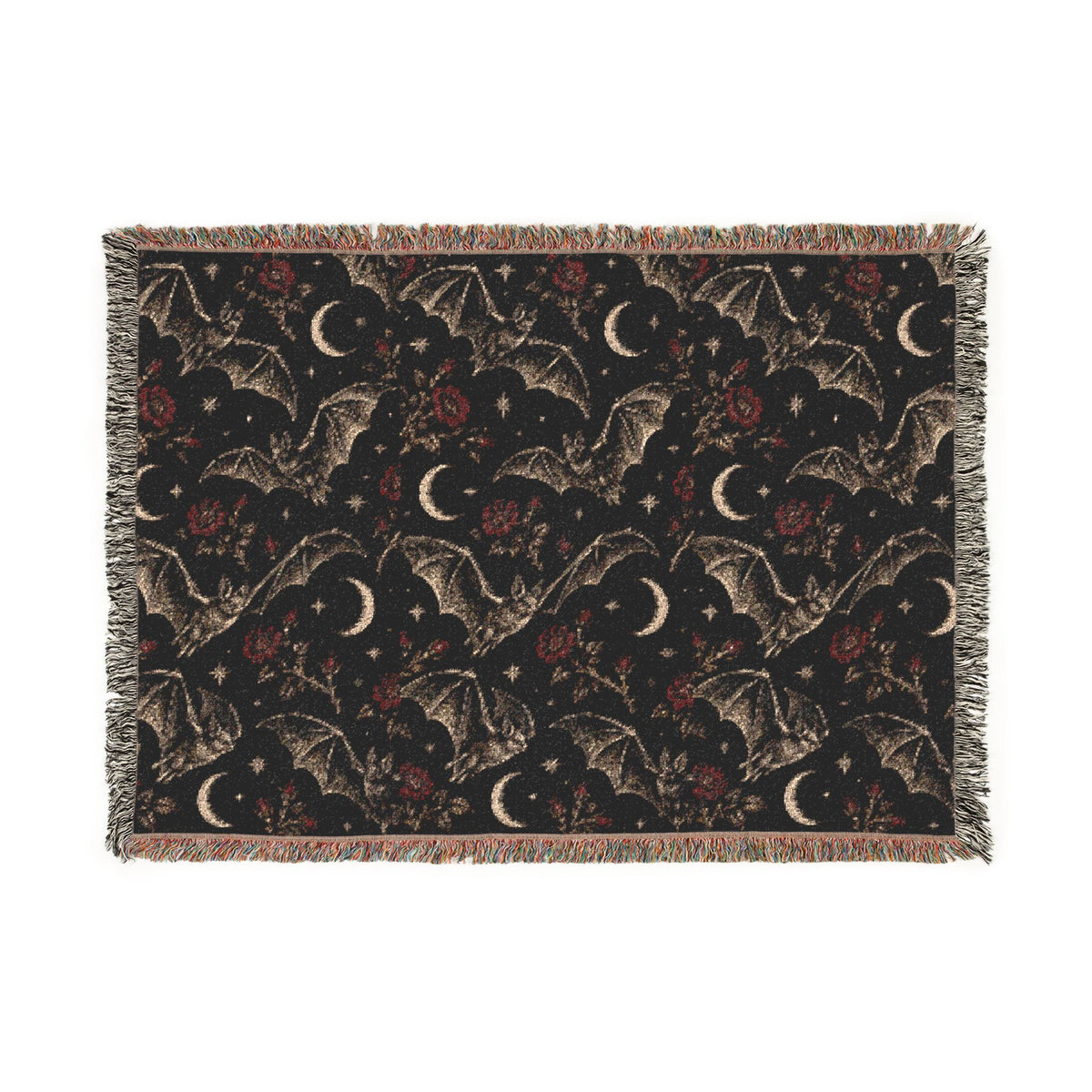 Gothic Bats Woven Throw Blanket Printify
