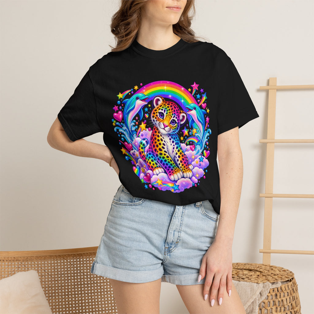 Lisa Frank Inspired Leopard Rainbow Tee