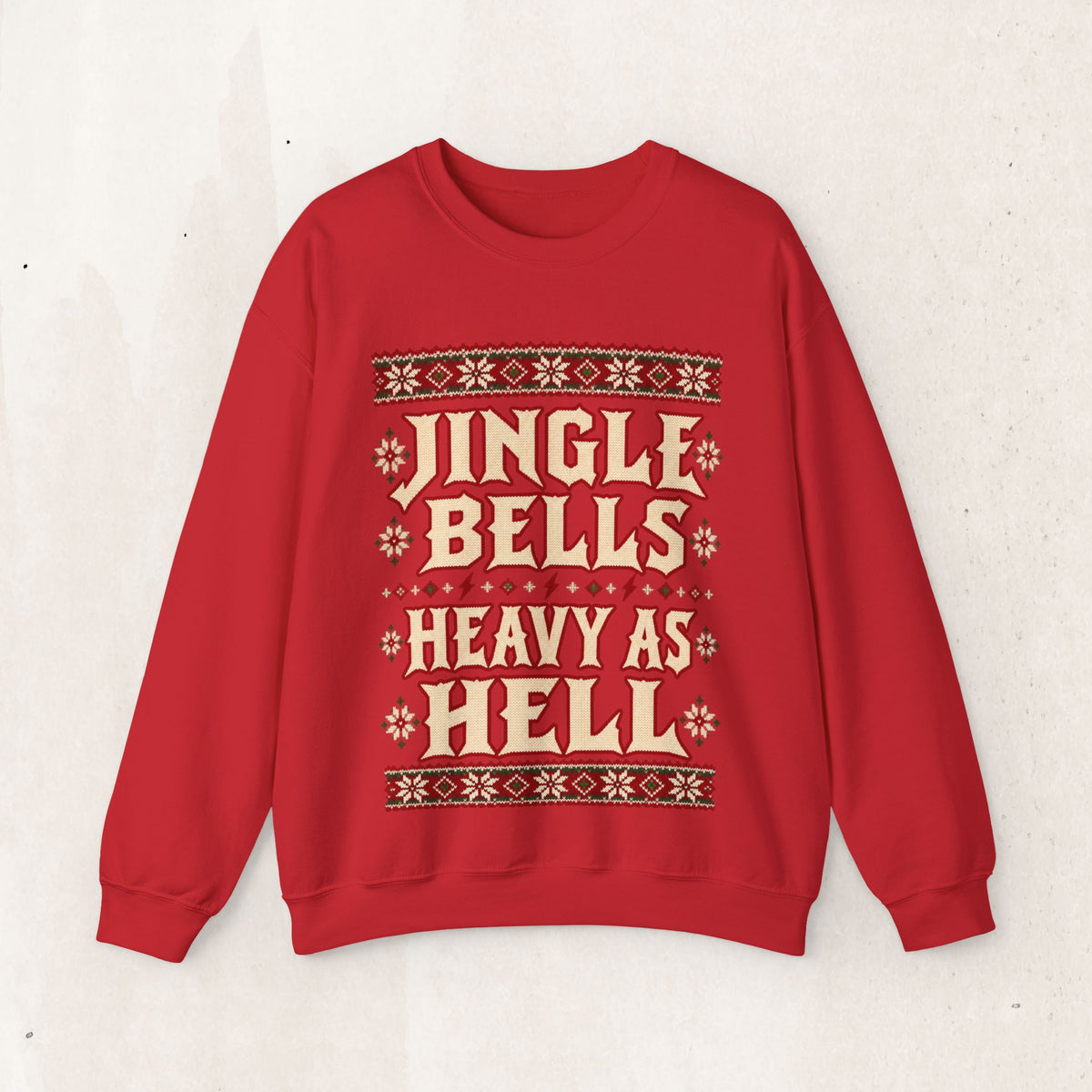 Jingle Bells Heavy as Hell Metal Christmas Sweatshirt – Red