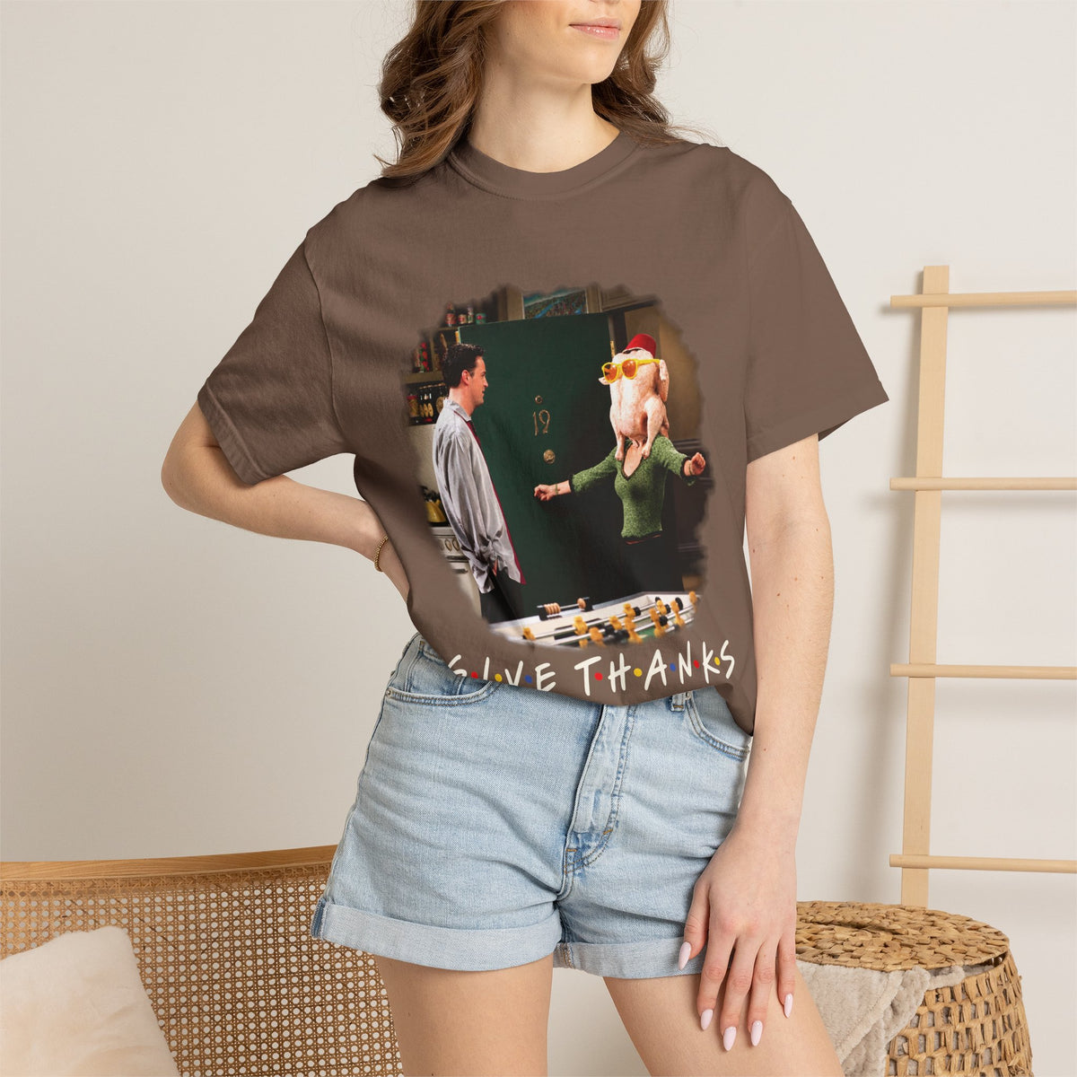 Give Thanks FRIENDS Thanksgiving Tee in Black, alternate view