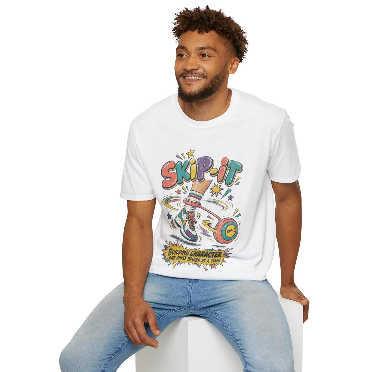 Skip-It Retro Graphic Tee in Charcoal, alternate view