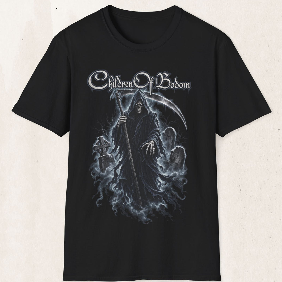 Bodom Graphic Tee – Gothic Reaper Metal Shirt – Black