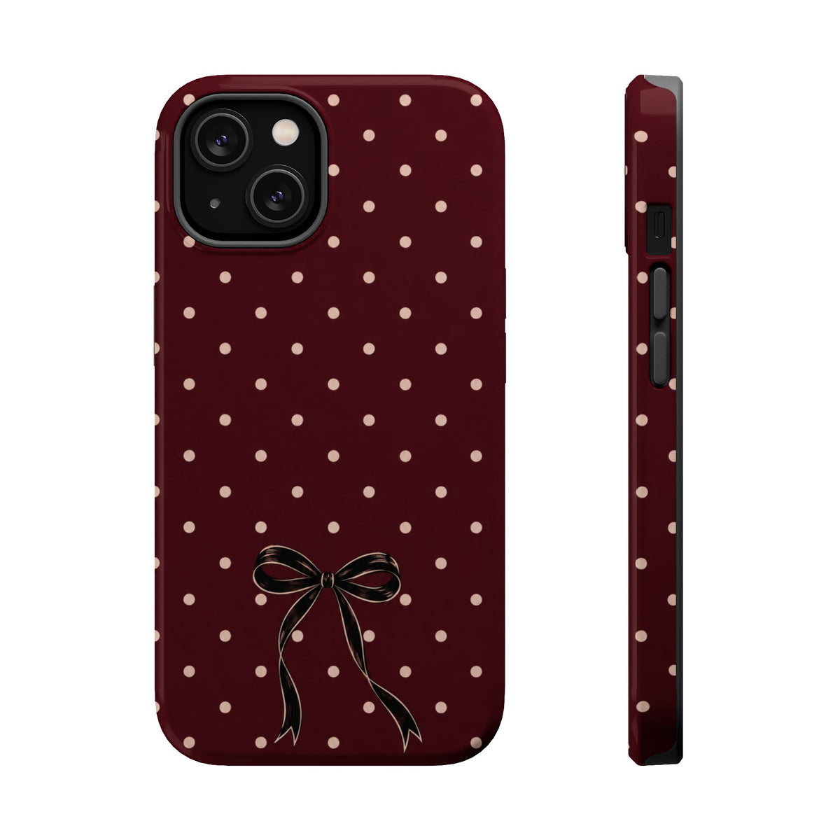 Burgundy Polka Dot Magnetic Phone Case