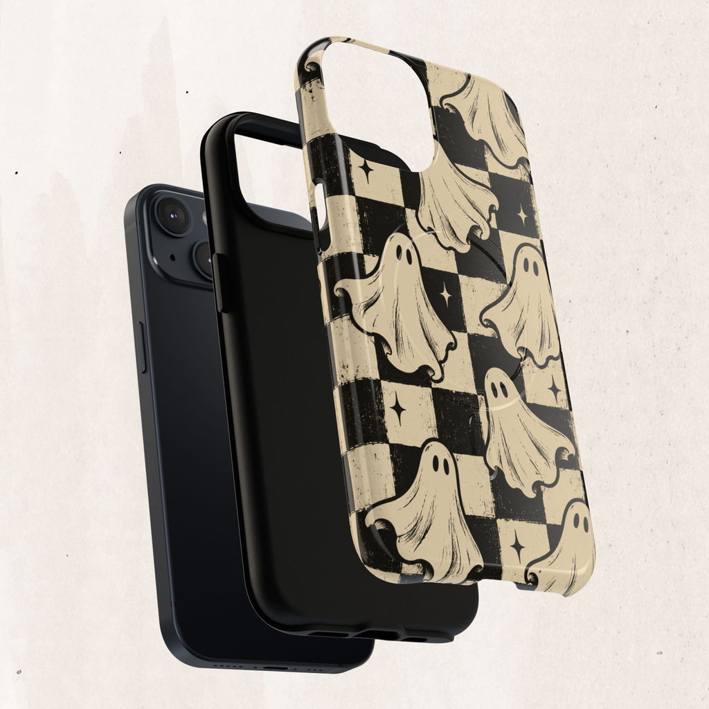 Ghost Checker Tough Magnetic Phone Case — Retro Spooky iPhone Cover Printify