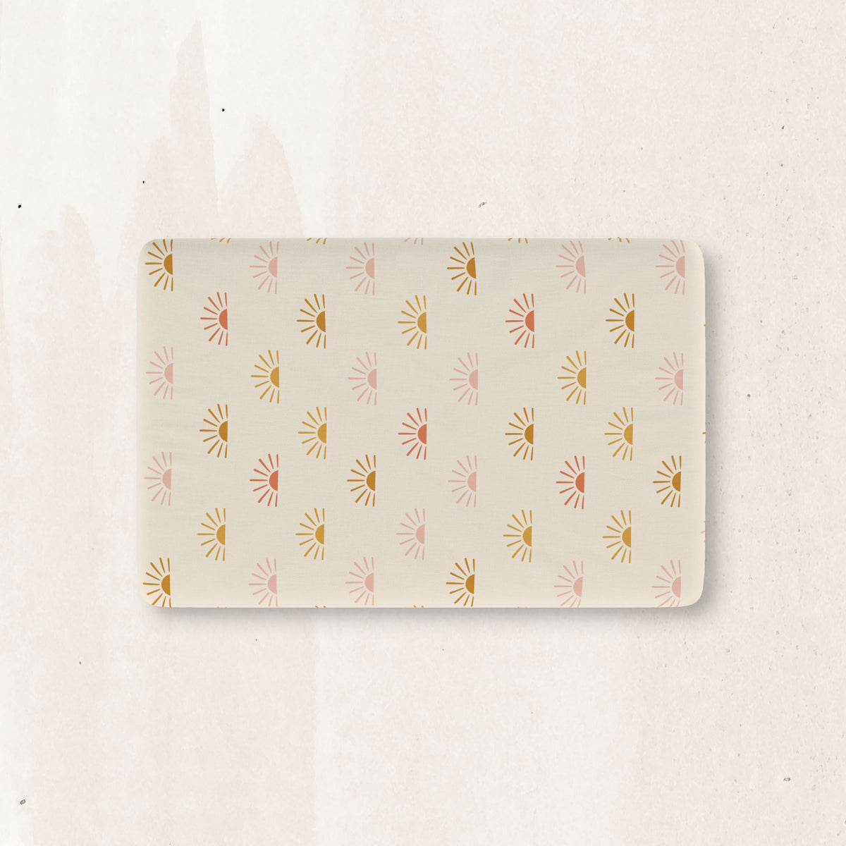 Neutral Rainbow Crib Sheet — Soft Cotton Fitted Baby Sheet (Sunburst Pattern)