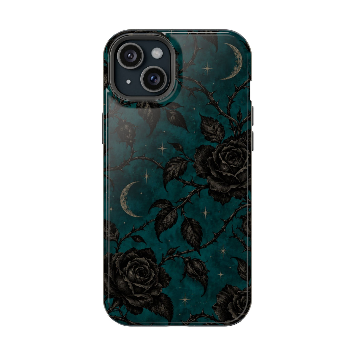 Teal Moon & Black Rose Magnetic Phone Case, alternate view