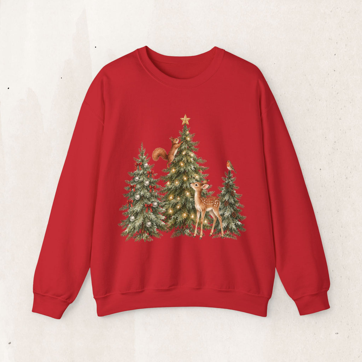 Christmas Woodland Animals Sweatshirt, Forest Deer Christmas Crewneck