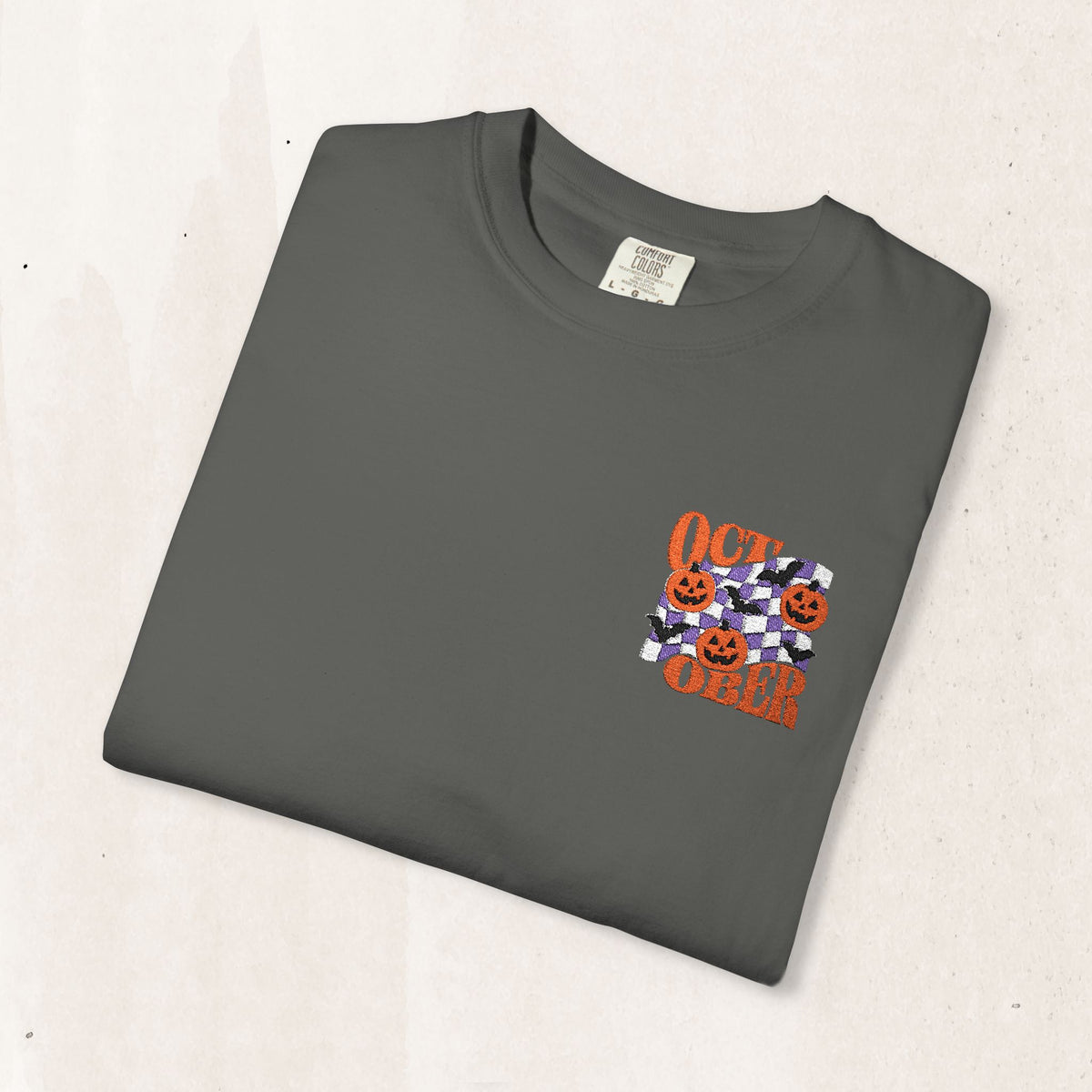 Embroidered Retro "October" Halloween Tee