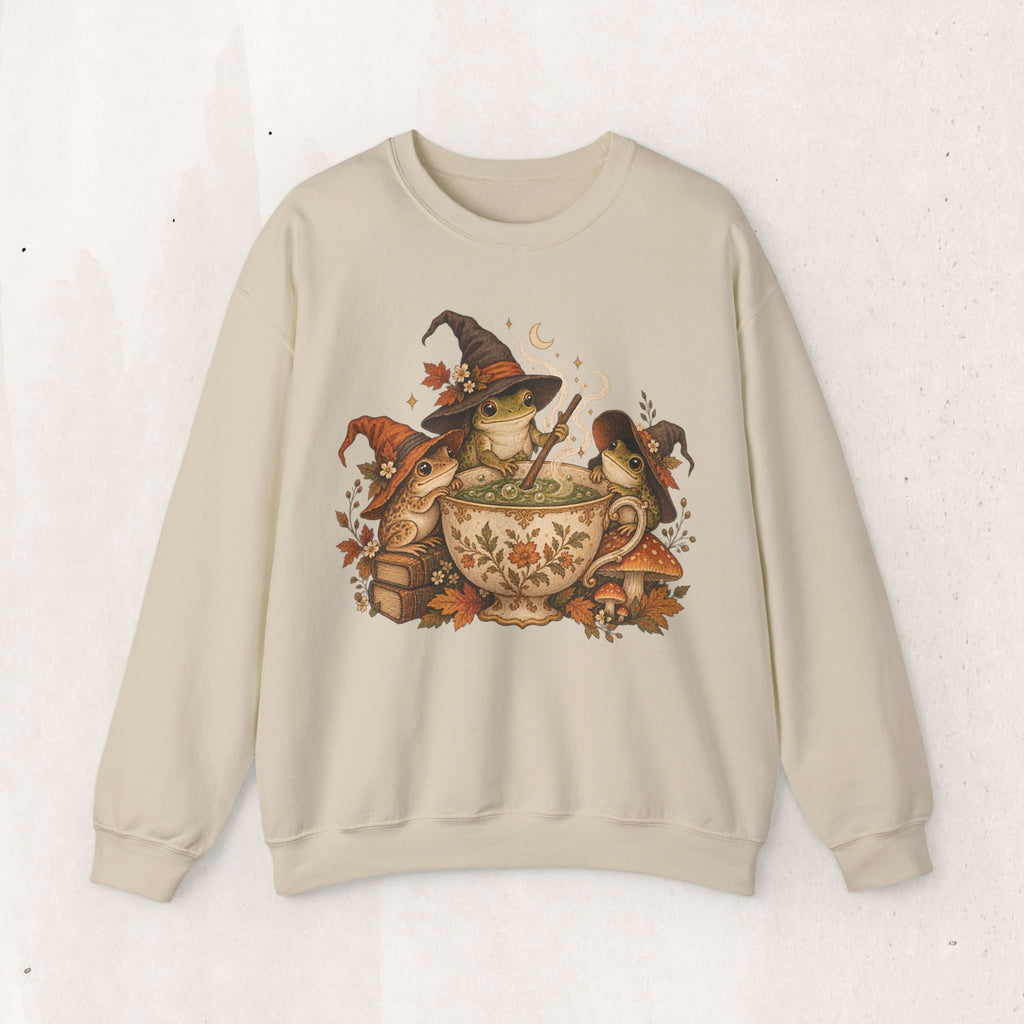 Cozy Witch Frog Tea Crewneck Sweatshirt