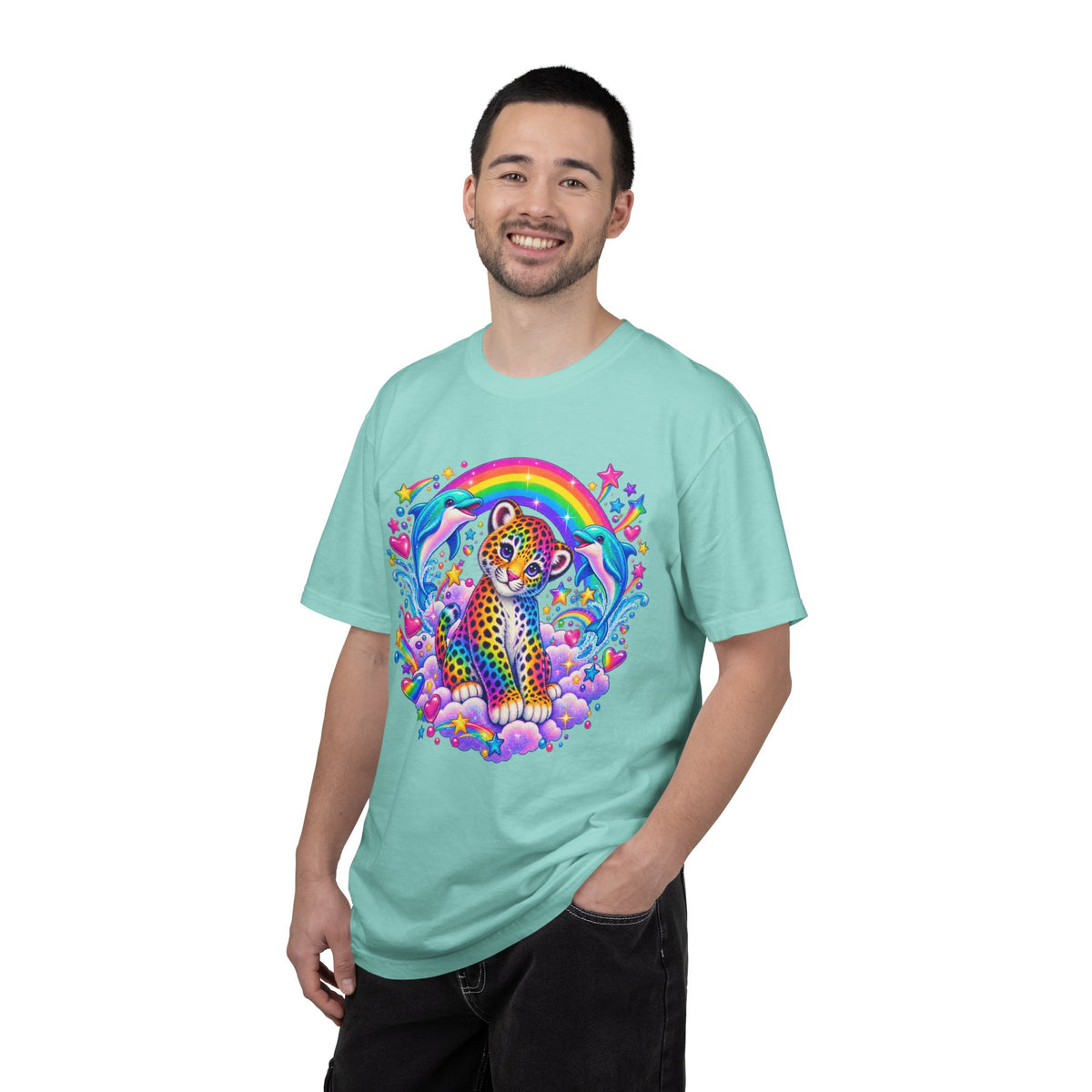 Lisa Frank Inspired Leopard Rainbow Tee