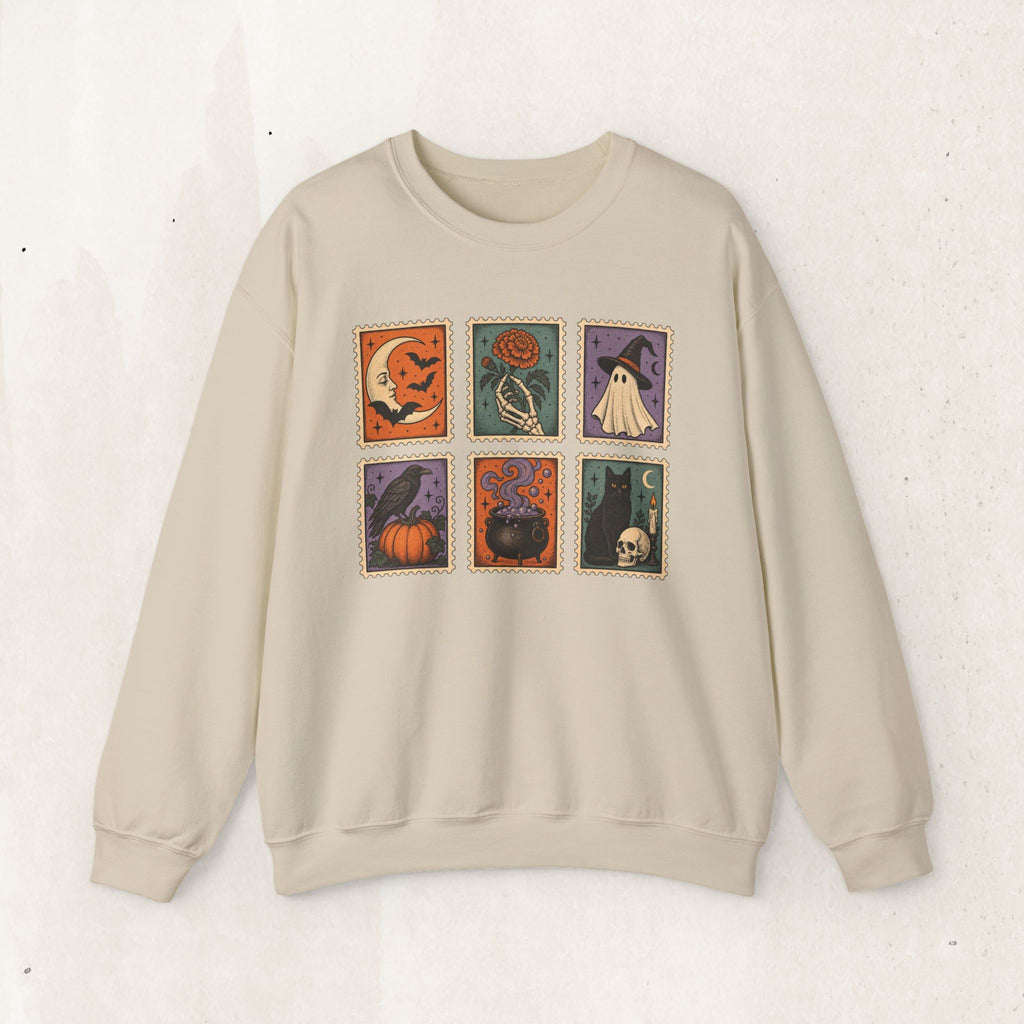 Vintage Spooky Stamp Panel Sweatshirt
