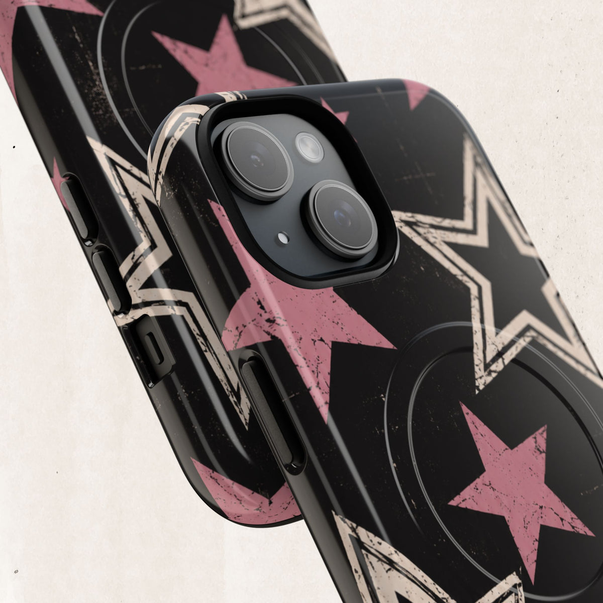 Magnetic Phone Case — Pink Retro Stars Tough Protective Cover Printify