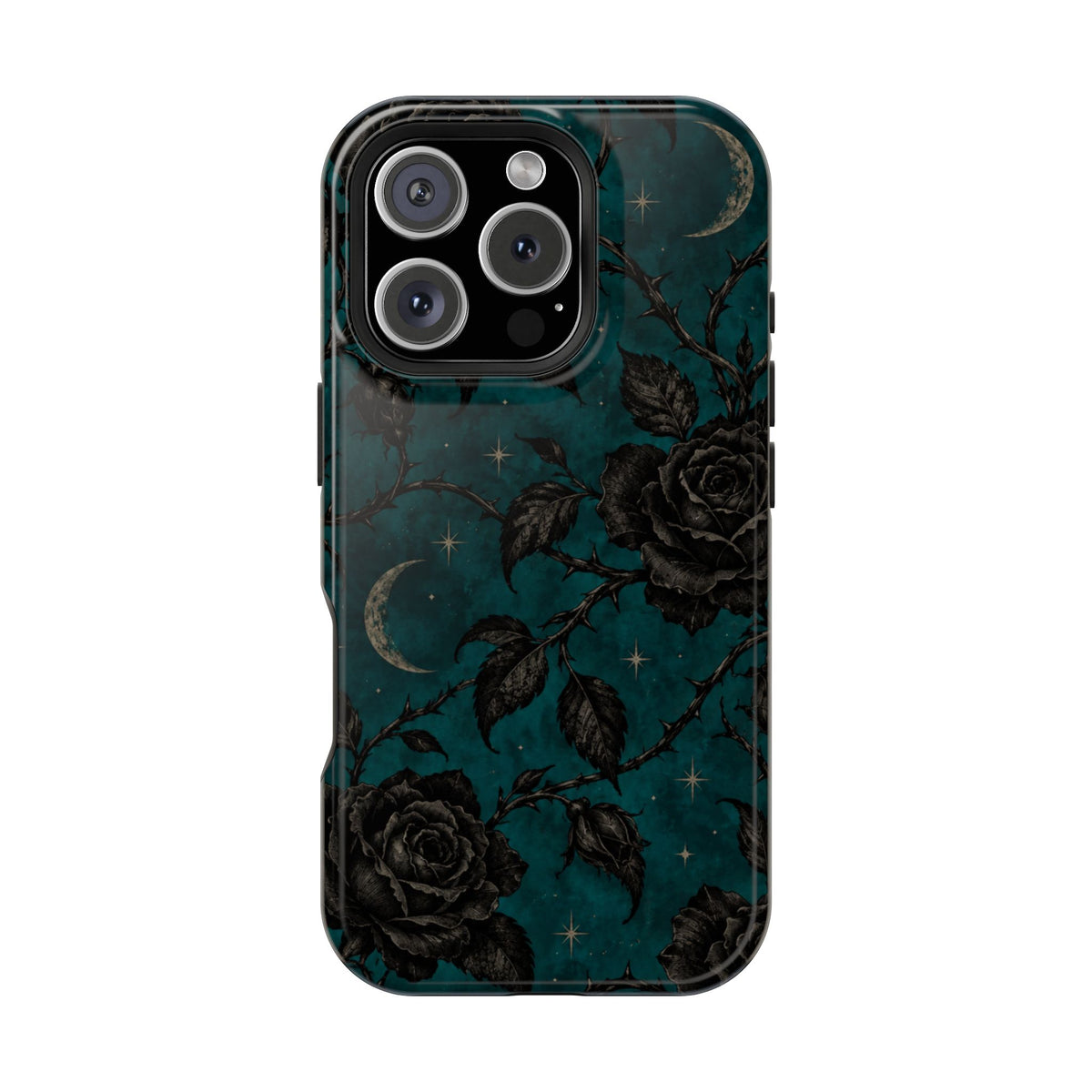 Teal Moon & Black Rose Magnetic Phone Case, alternate view
