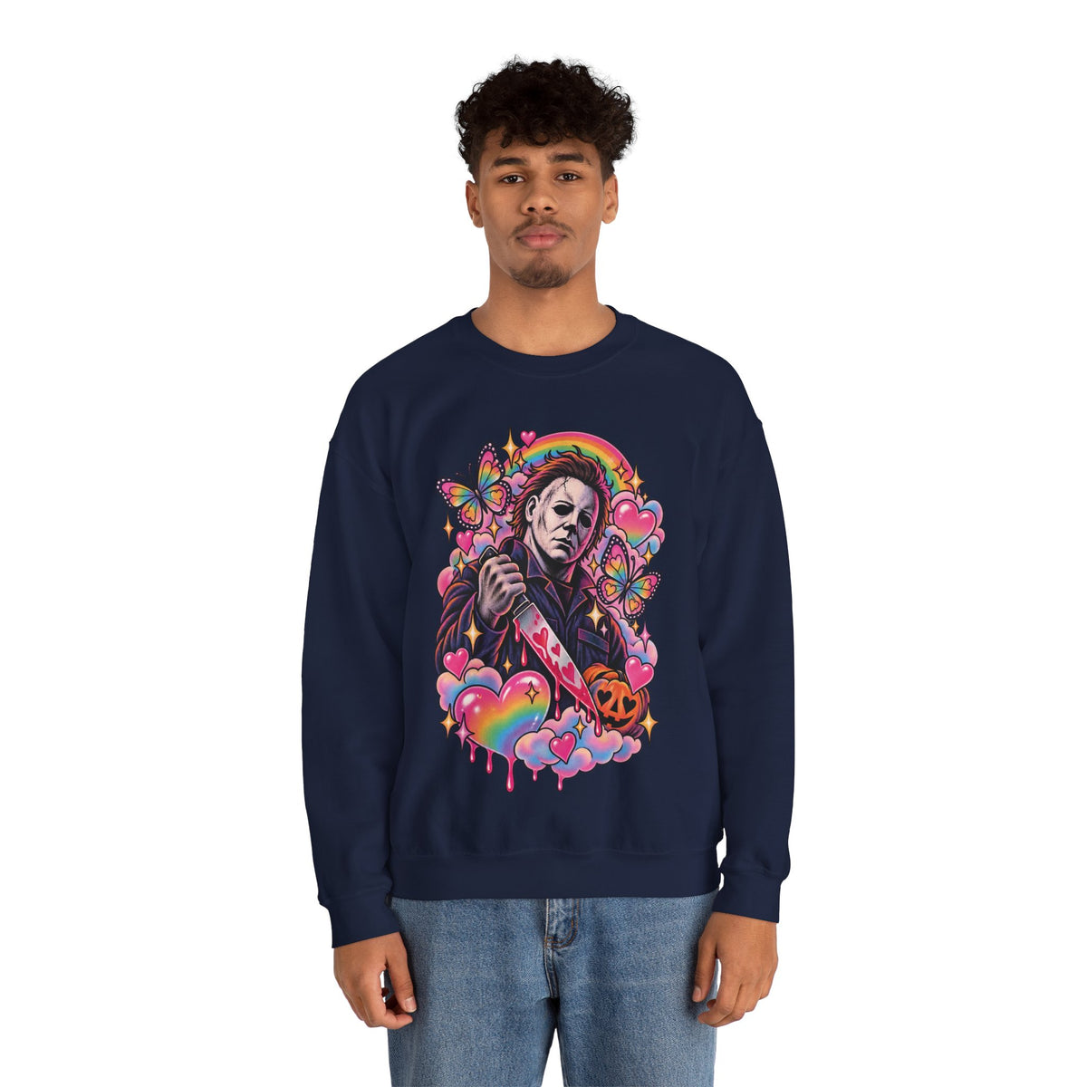 Colorful Michael Myers Horror Heart Crewneck