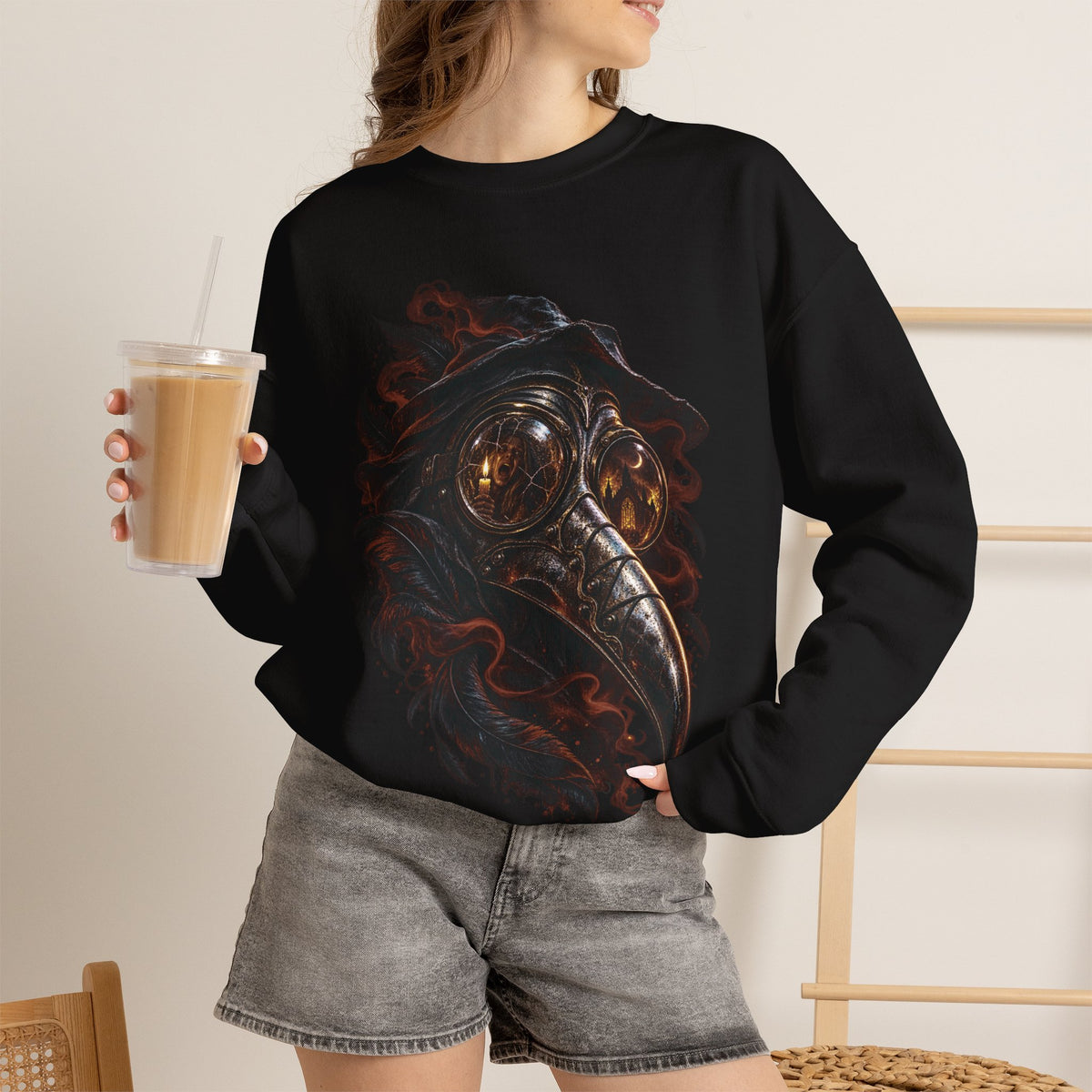 Plague Doctor Mask Crewneck Sweatshirt Printify