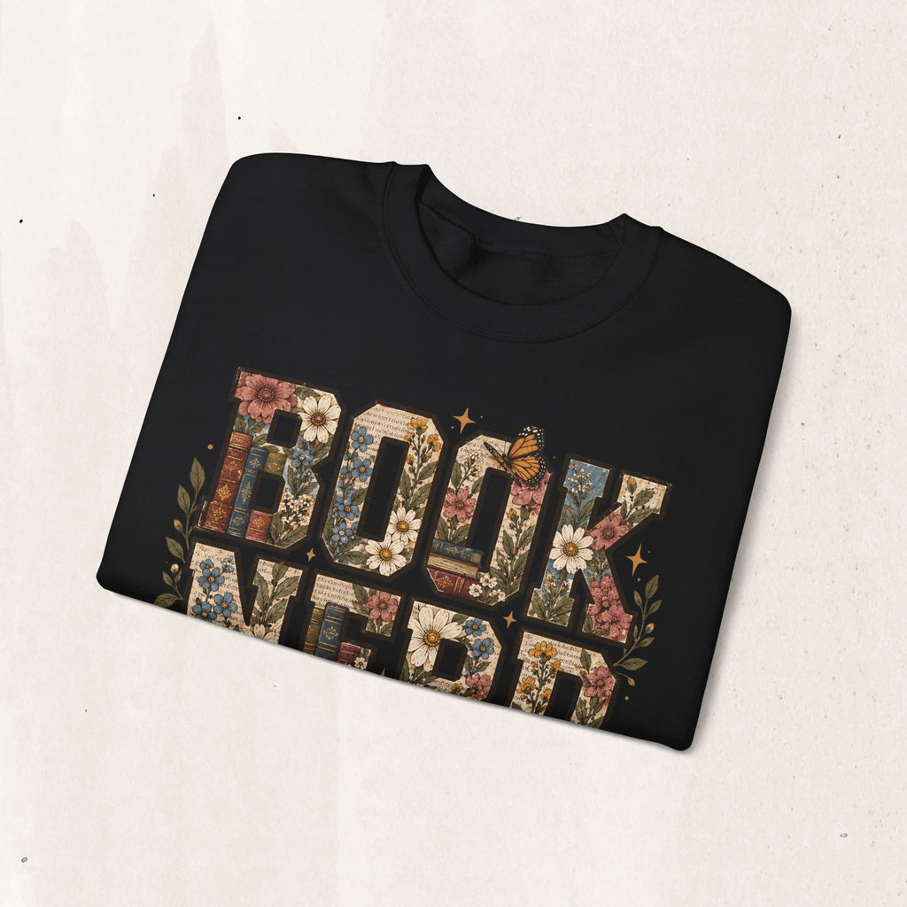 Floral Book Nerd Crewneck Sweatshirt
