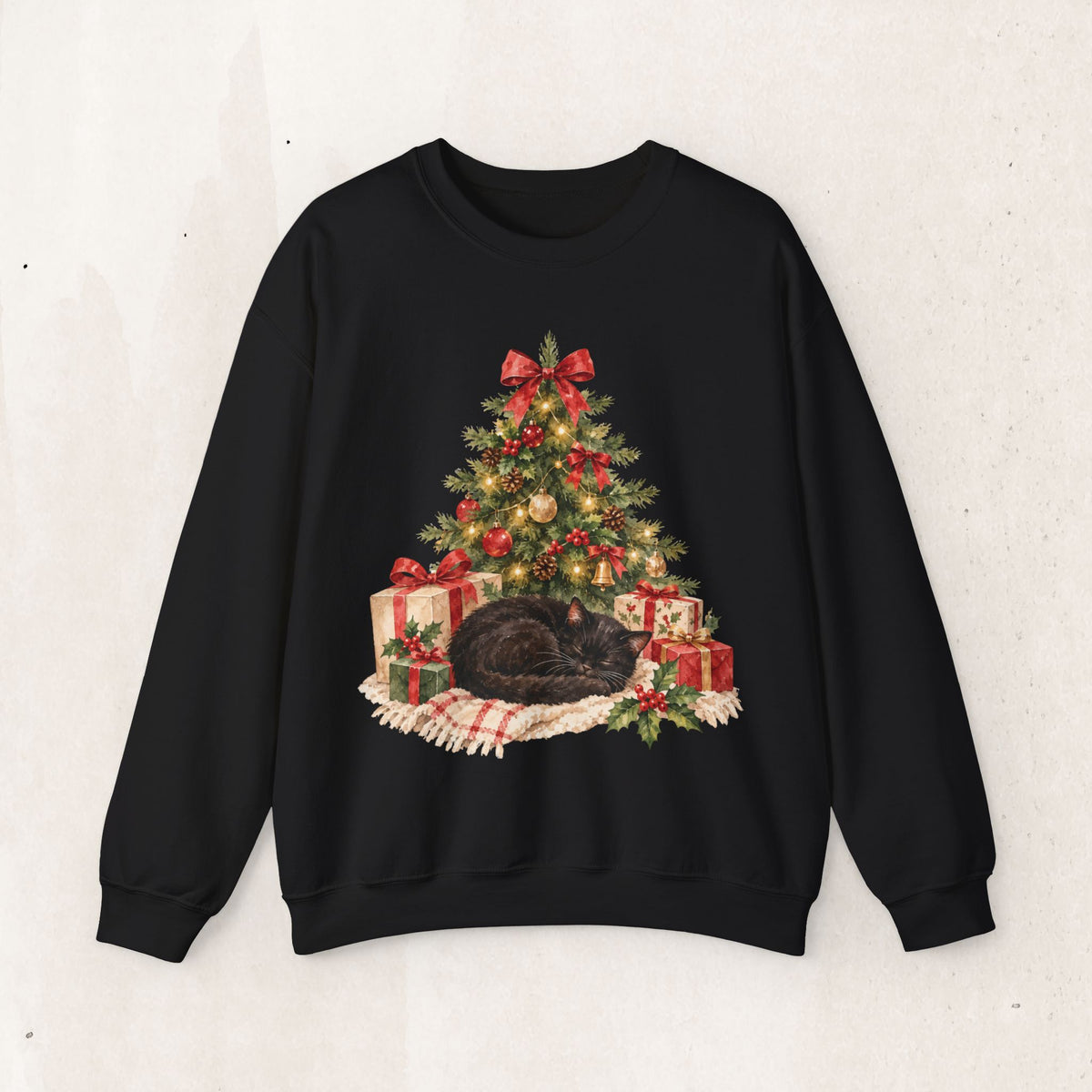 Christmas Tree Cat Sweatshirt, Cat Christmas Crewneck