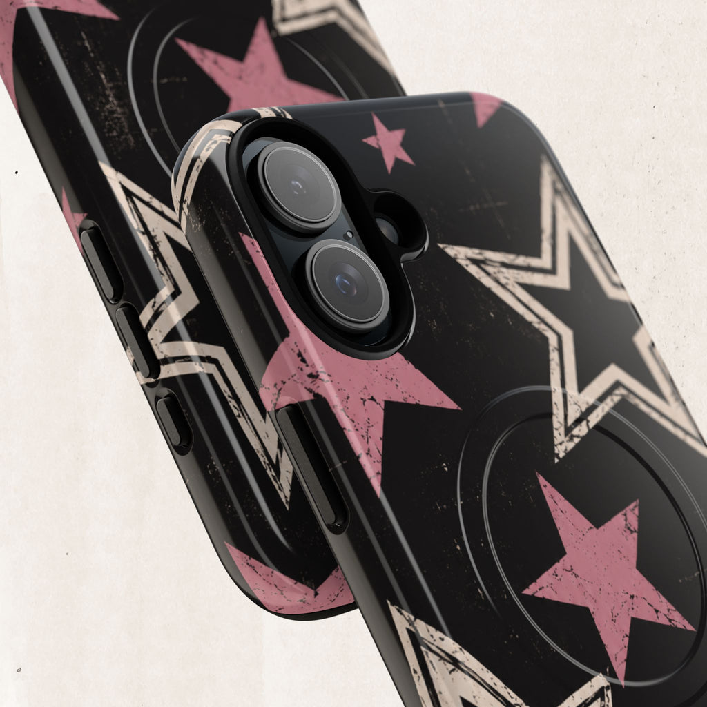 Magnetic Phone Case — Pink Retro Stars Tough Protective Cover Printify