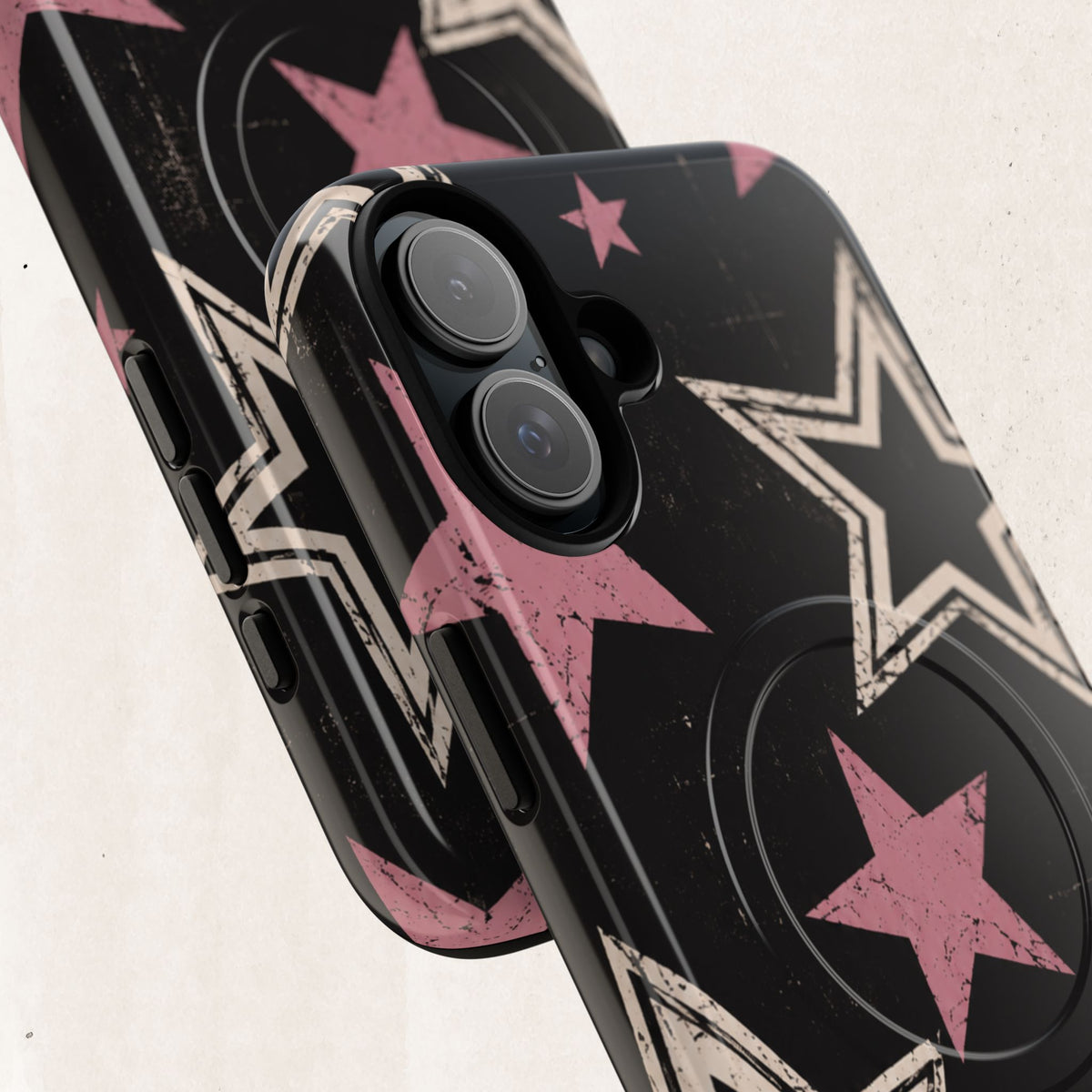 Magnetic Phone Case — Pink Retro Stars Tough Protective Cover Printify
