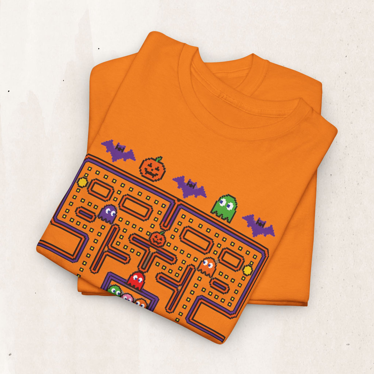 Halloween Pac-Man Graphic Tee in Safety Orange, alternate view