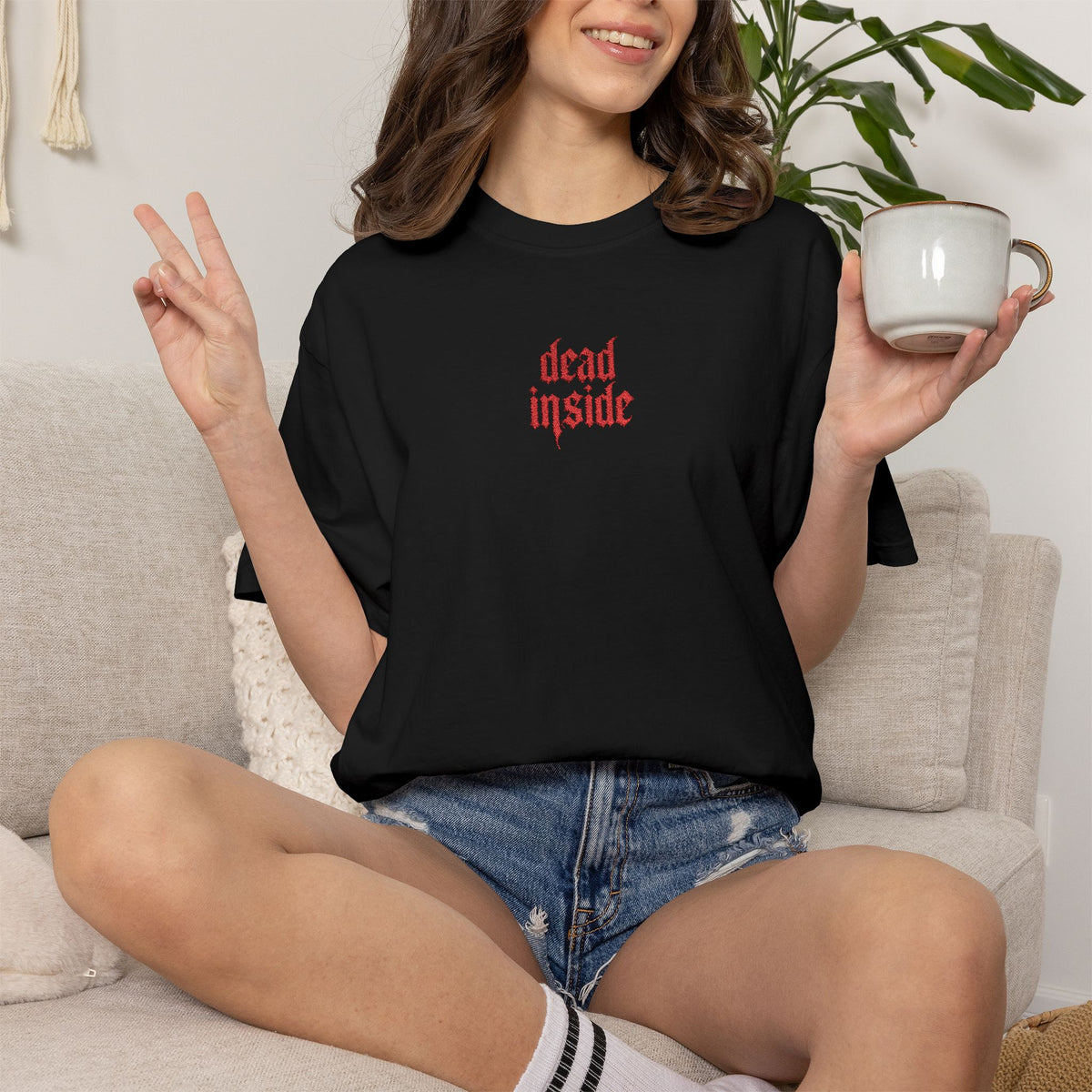 Embroidered "Dead Inside" Tee