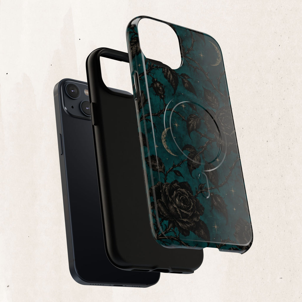 Teal Moon & Black Rose Tough Protective Case
