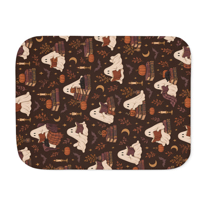 Autumn Ghosts & Books Sherpa Blanket