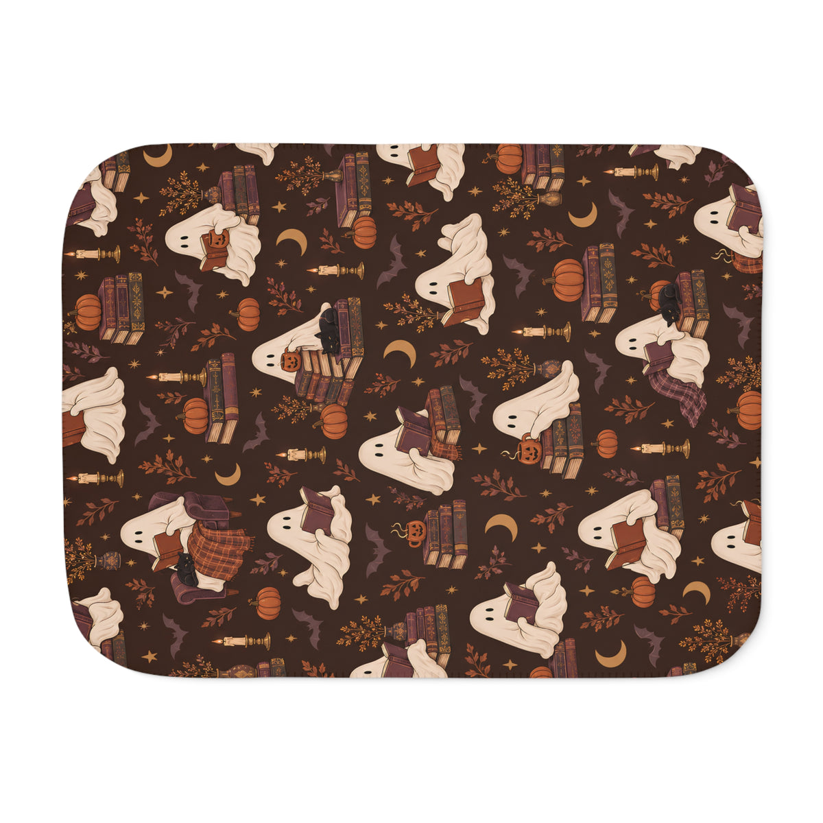 Autumn Ghosts & Books Sherpa Blanket