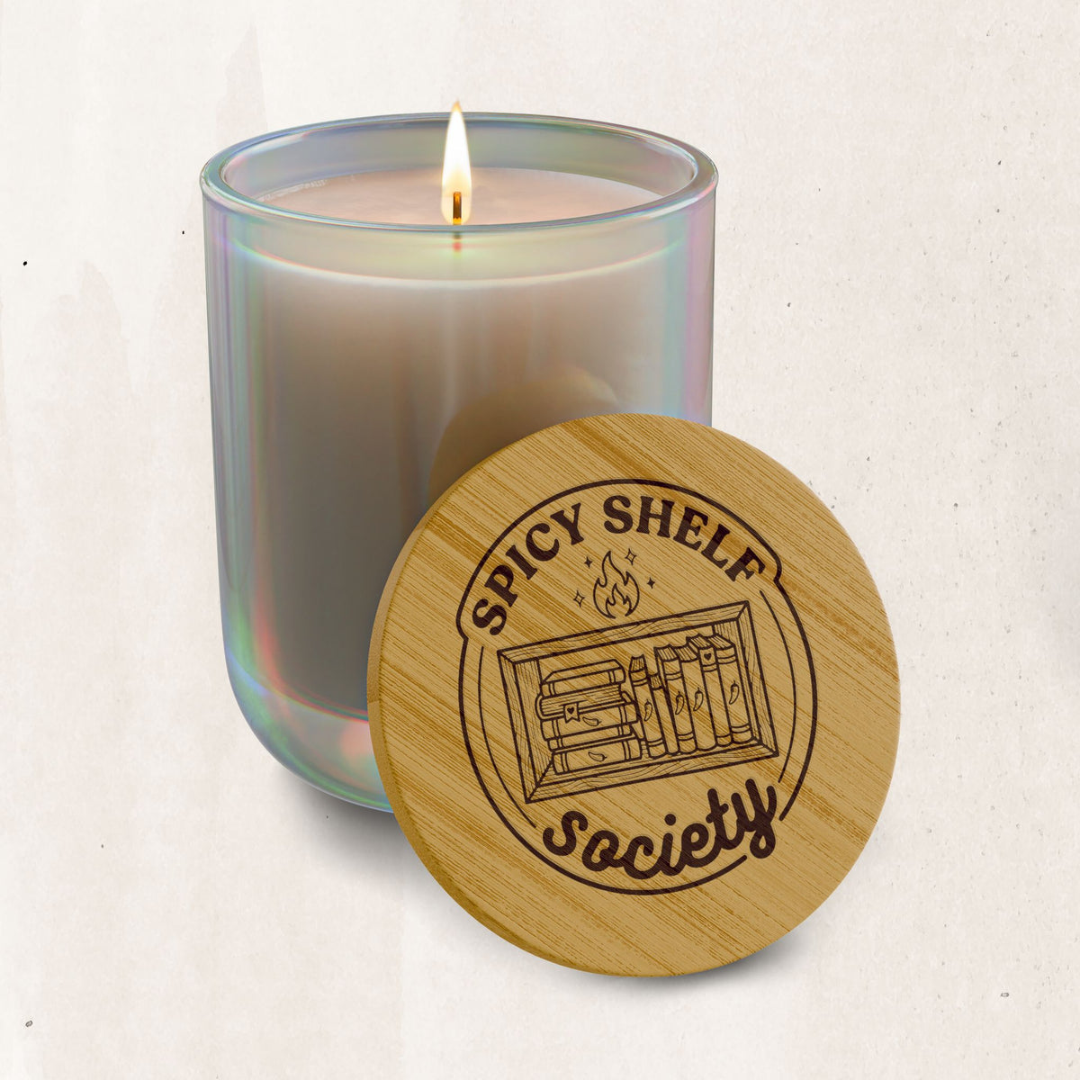 Engraved 'Spicy Shelf Society' Scented Soy Candle (14 oz)