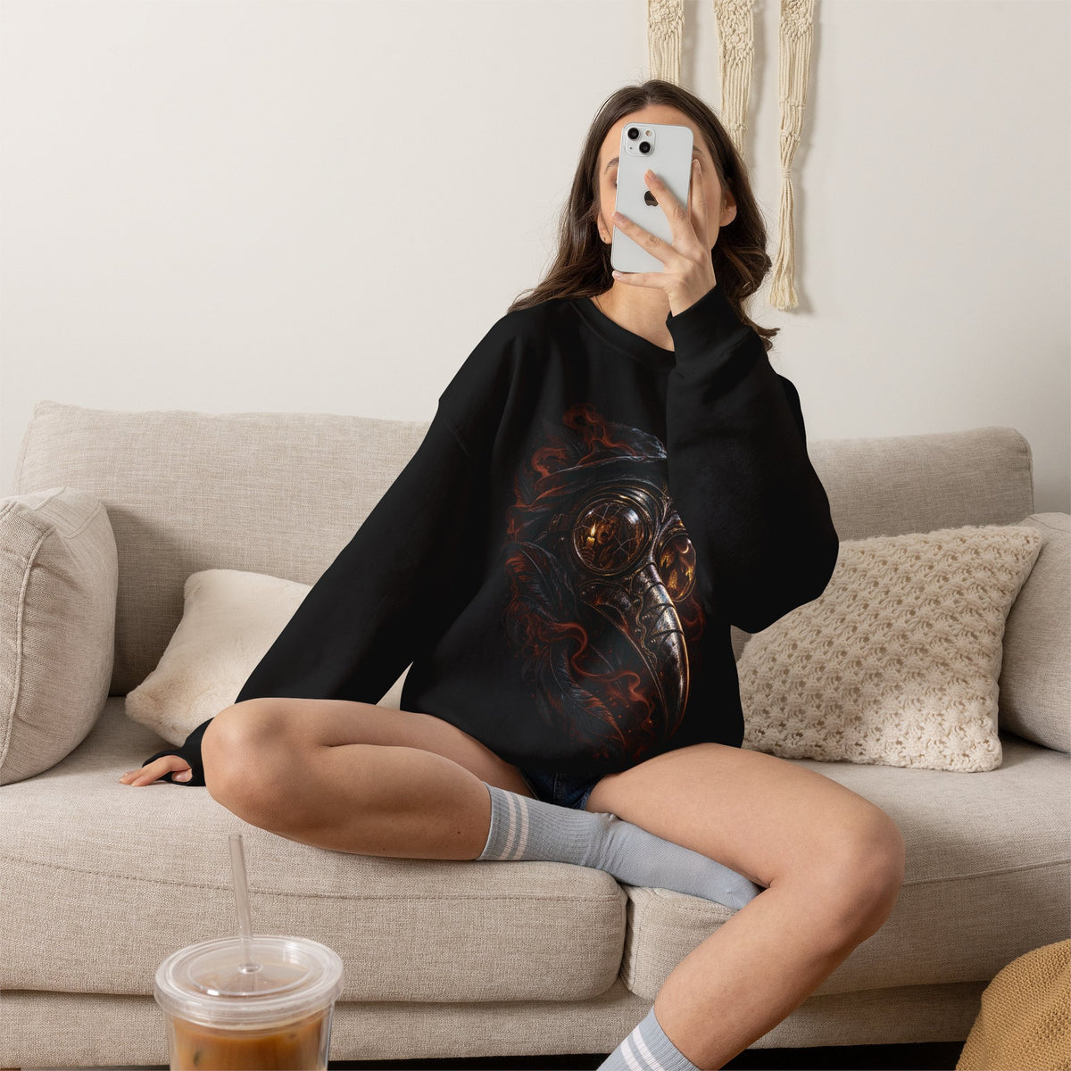 Plague Doctor Mask Crewneck Sweatshirt Printify