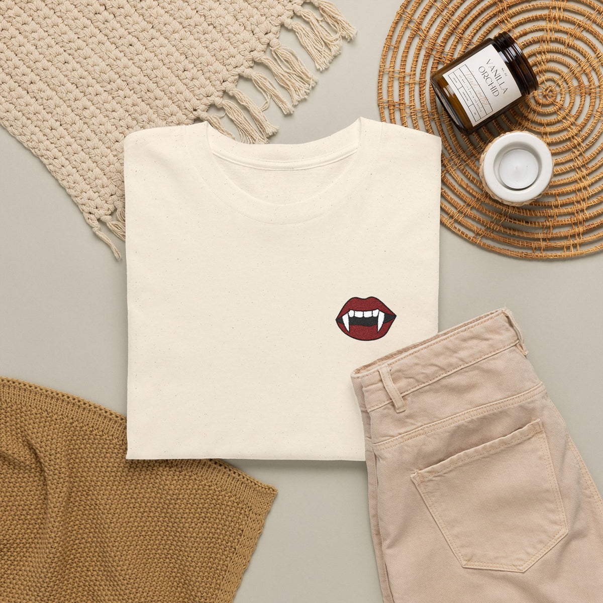 Embroidered Vampire Fangs Tee