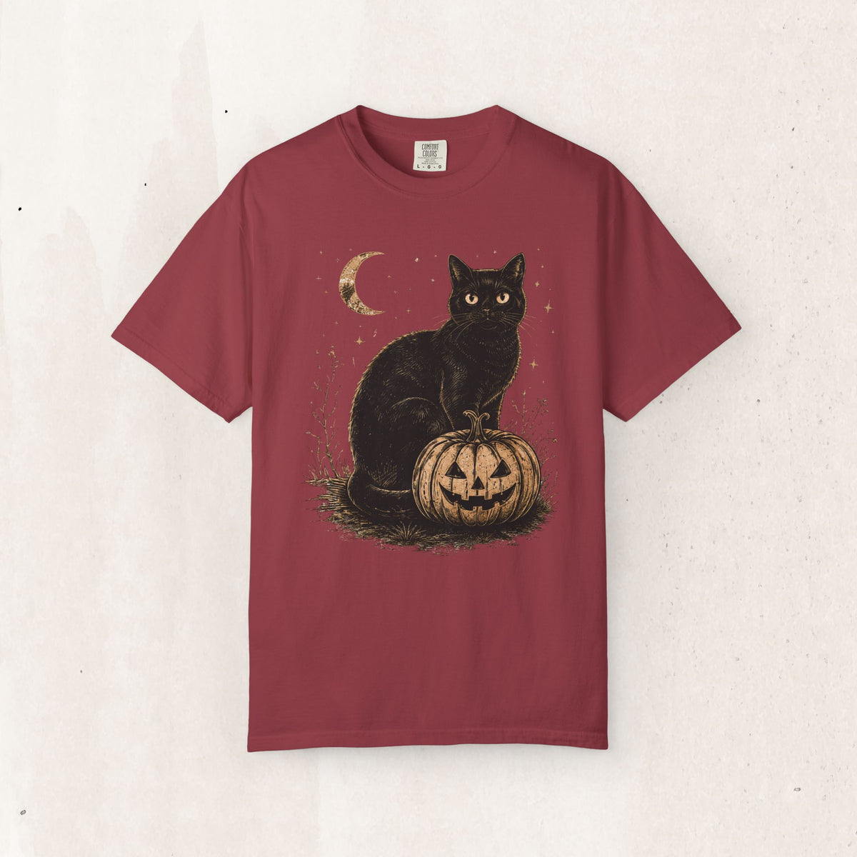 Halloween Black Cat & Pumpkin Tee