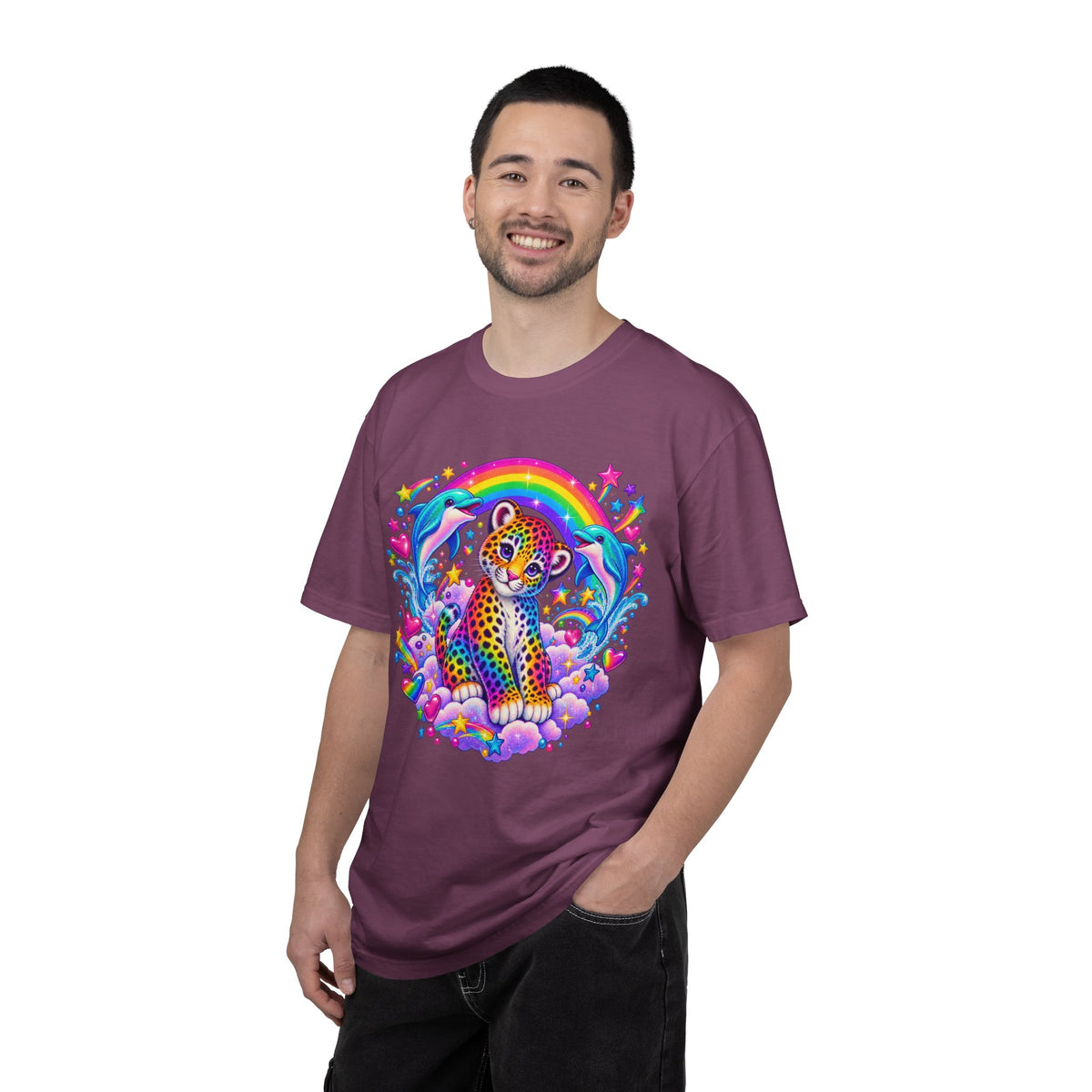 Lisa Frank Inspired Leopard Rainbow Tee