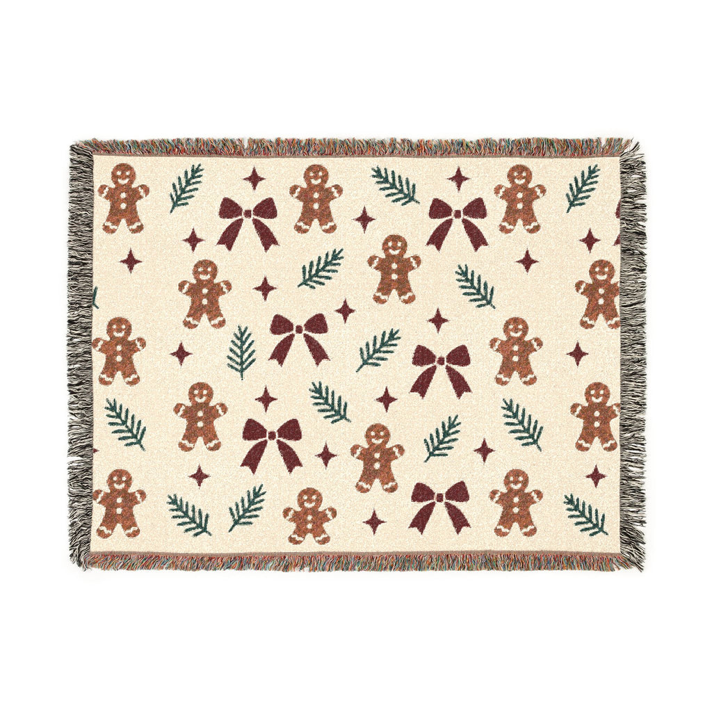 Gingerbread Holiday Woven Blanket Printify
