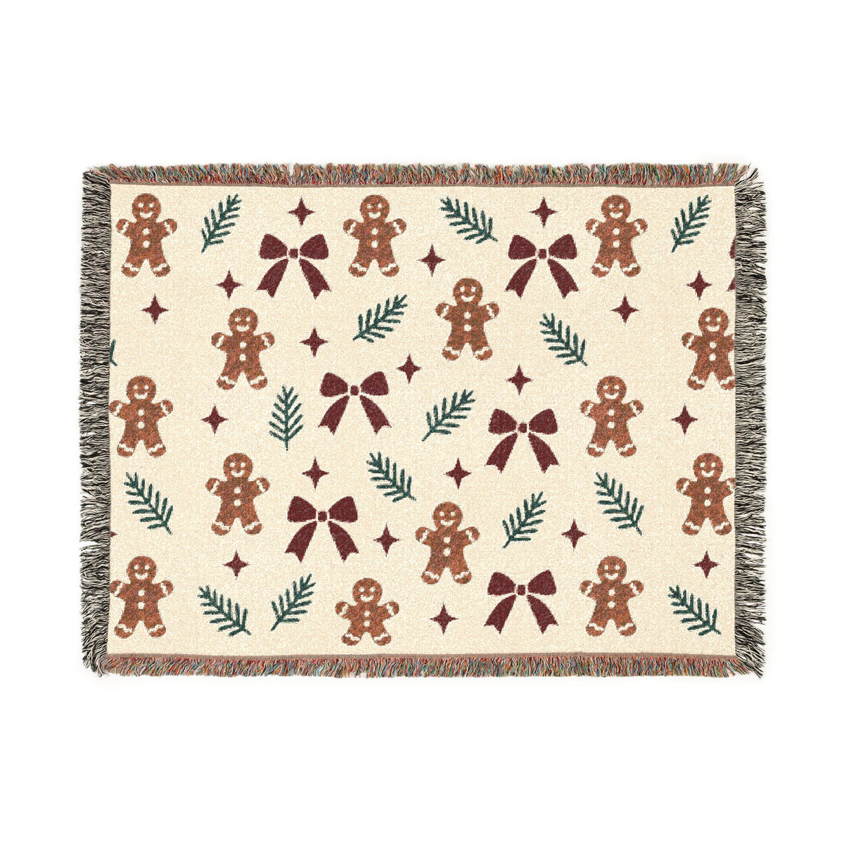 Gingerbread Holiday Woven Blanket Printify