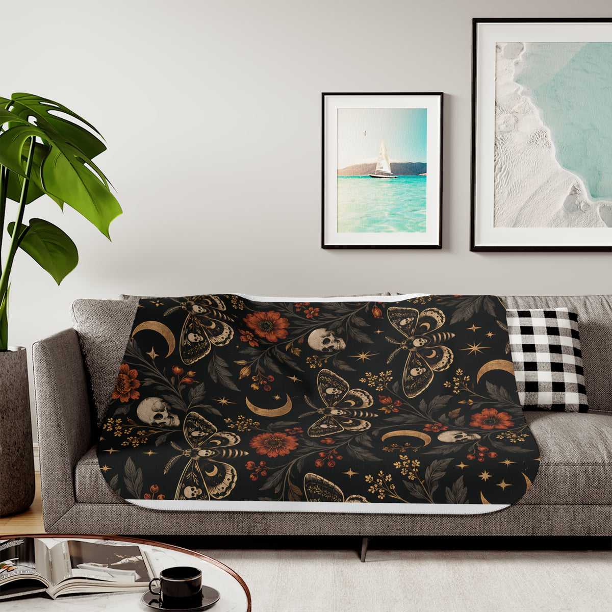 Mystic Moth Sherpa Blanket