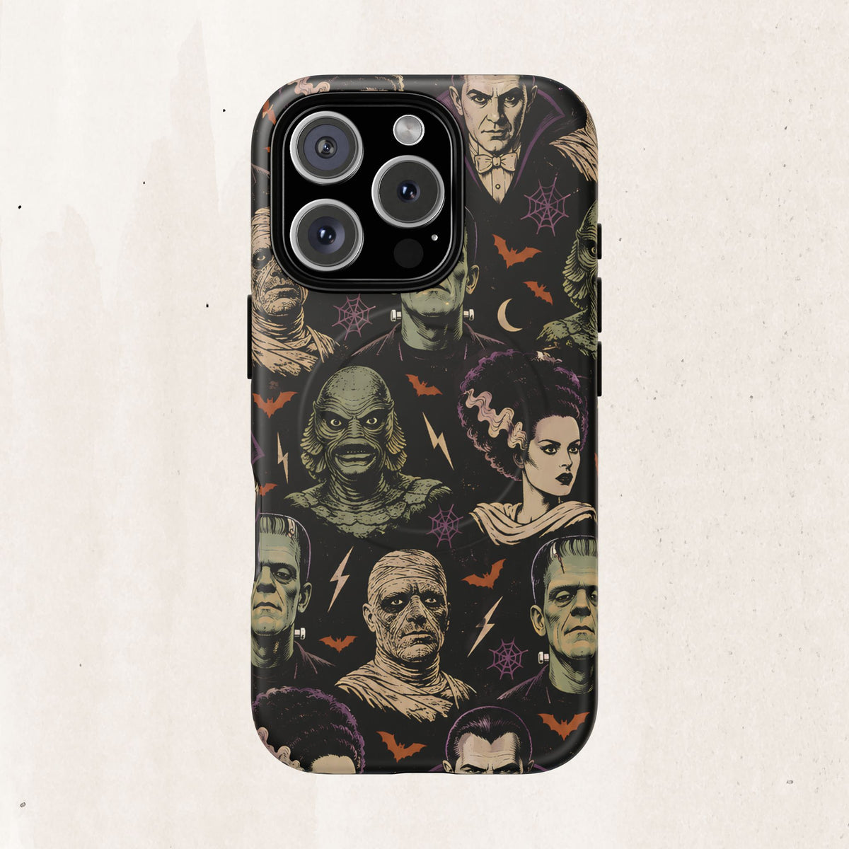 Monster Mash Magnetic Phone Case — Retro Classic Horror Collage