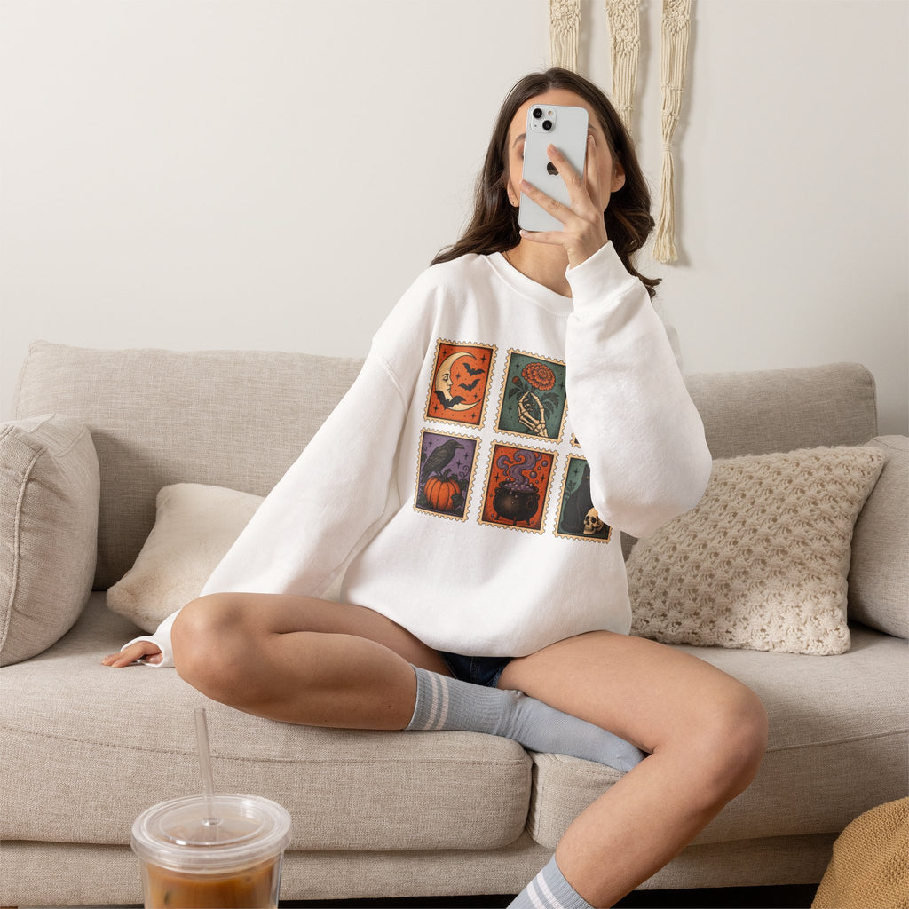 Vintage Spooky Stamp Panel Sweatshirt
