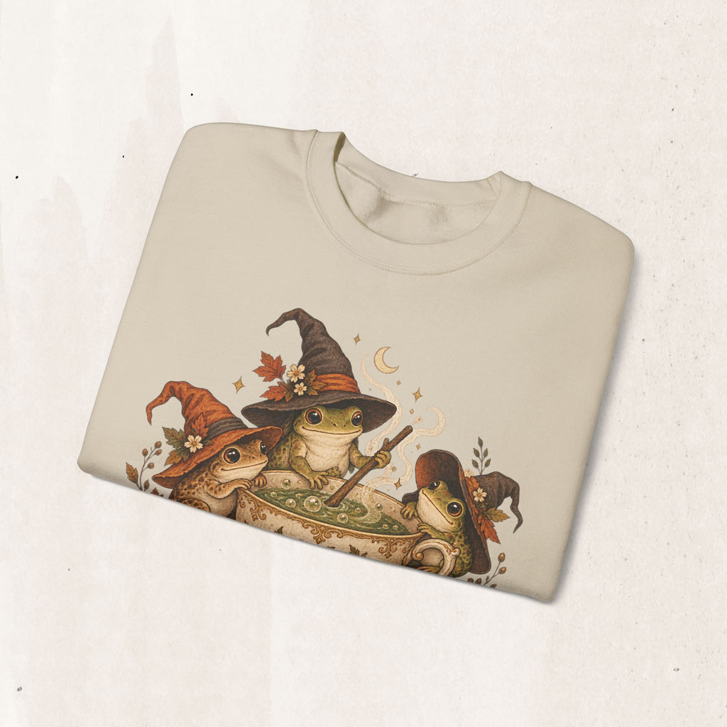 Cozy Witch Frog Tea Crewneck Sweatshirt