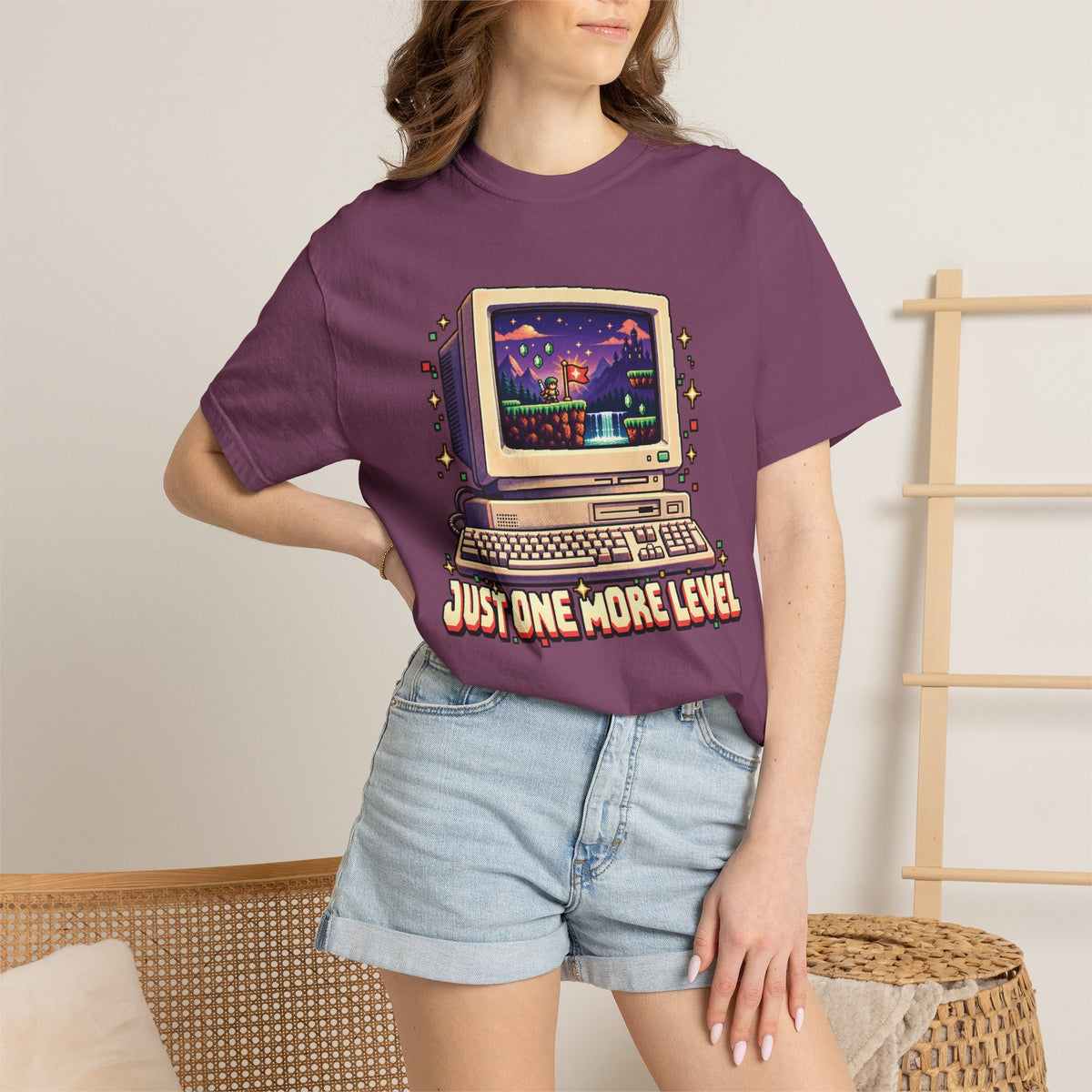 Retro Computer 'Just One More Level' Gaming Tee