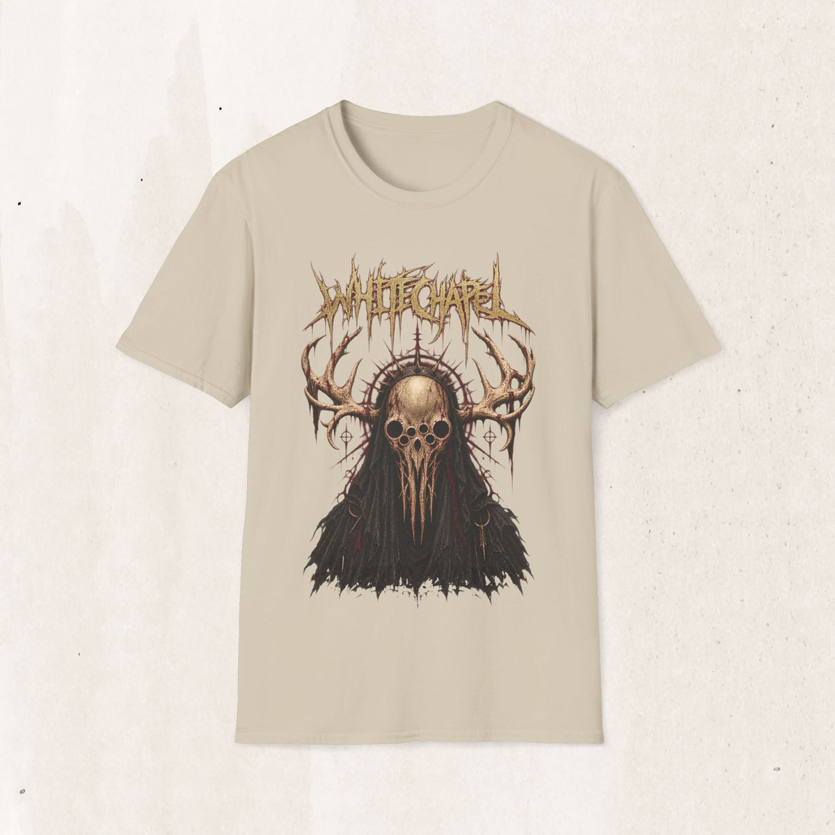 Whitechapel Graphic Tee – Dark Folklore Metal Band Shirt – Sand