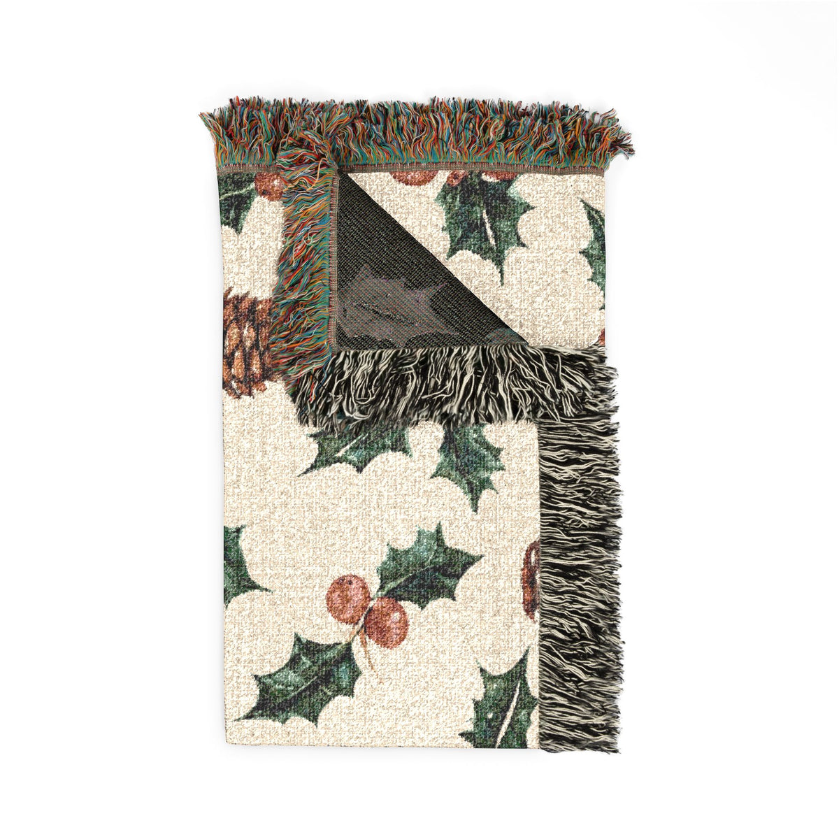 Pinecone & Holly Woven Blanket