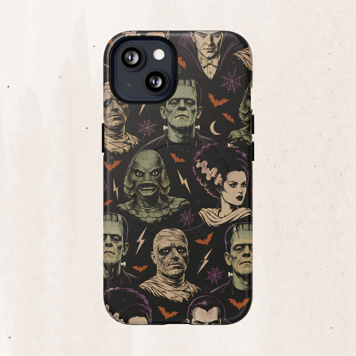 Monster Mash Magnetic Phone Case — Retro Classic Horror Collage