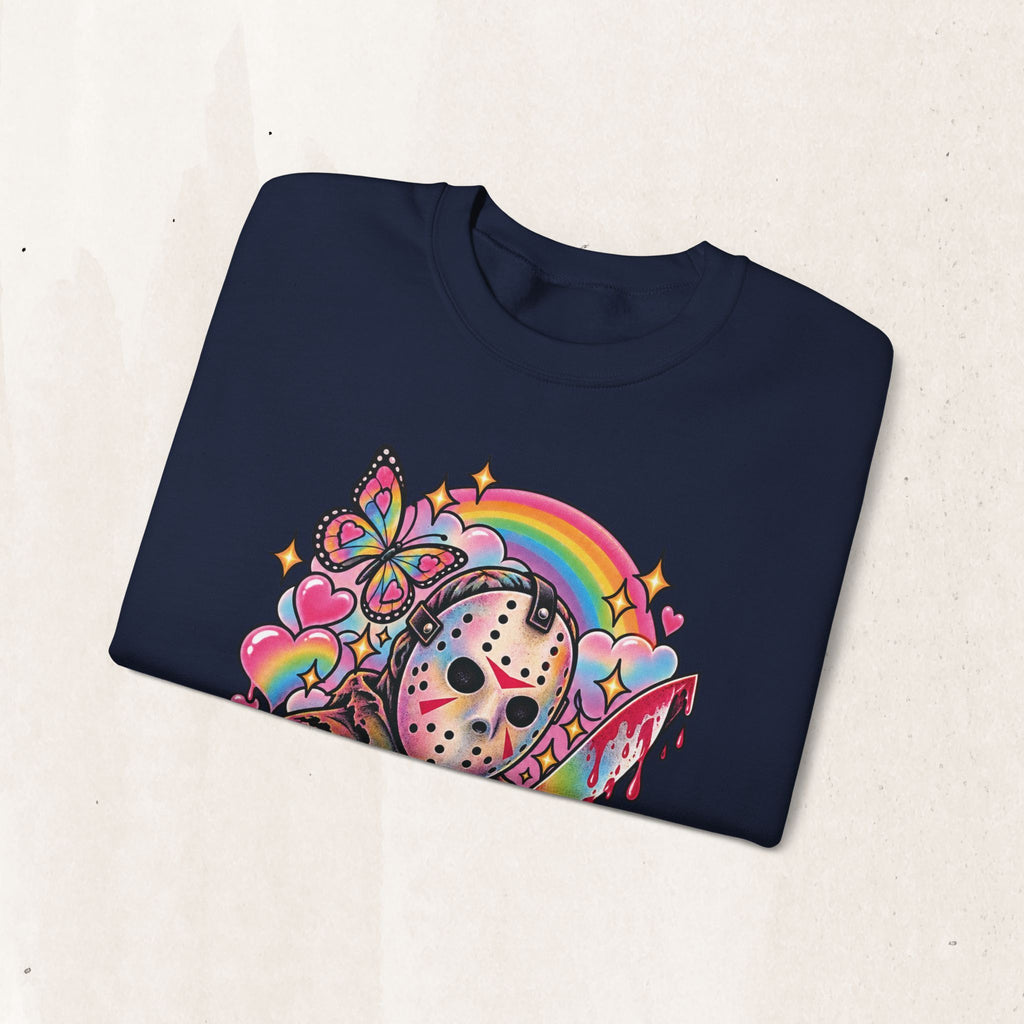 Jason Mask Rainbow Horror Crewneck Sweatshirt