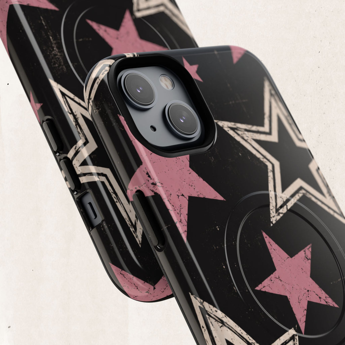 Magnetic Phone Case — Pink Retro Stars Tough Protective Cover Printify